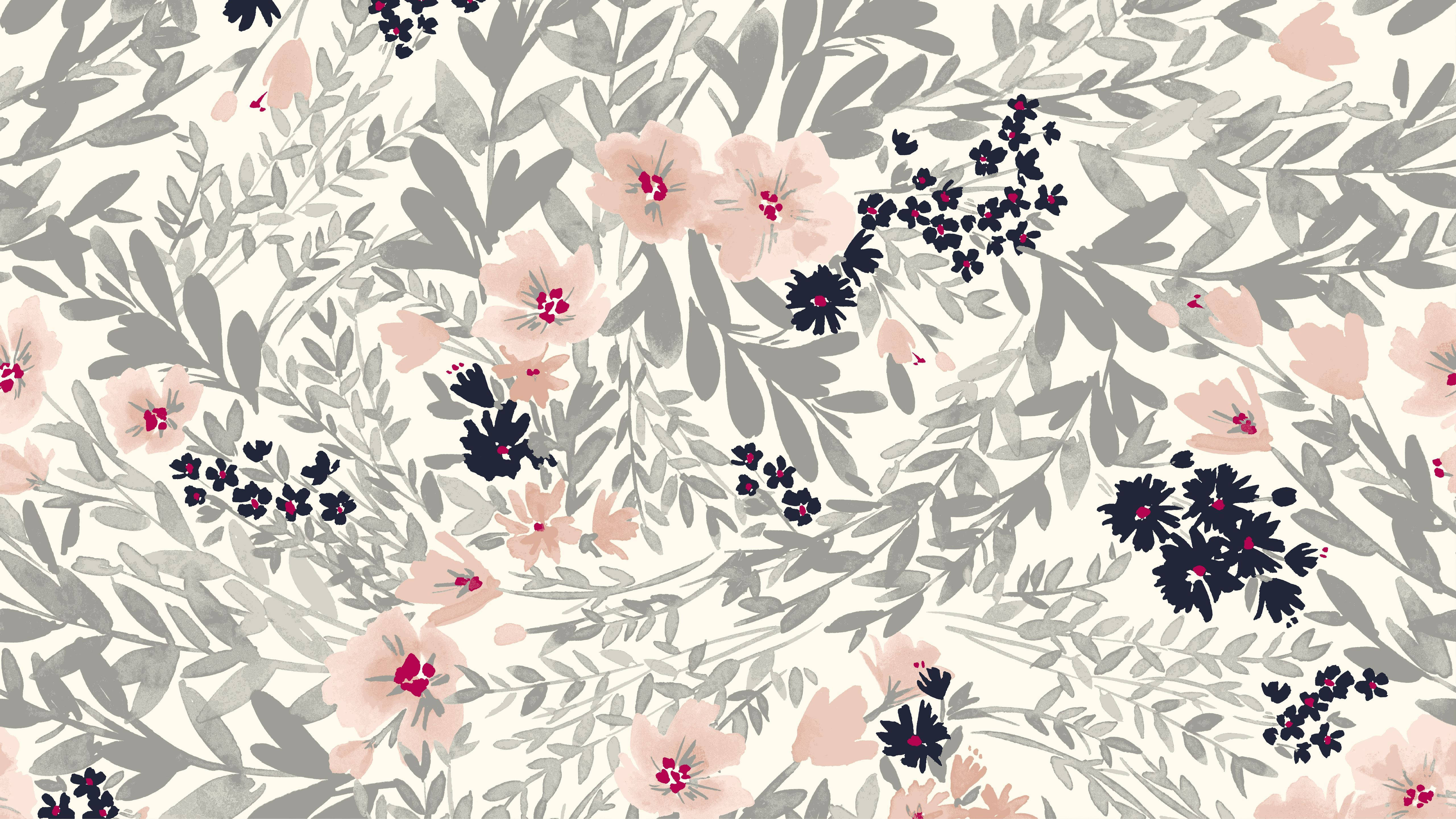 Orange, Black, And Gray-colored Floral Desktop Background