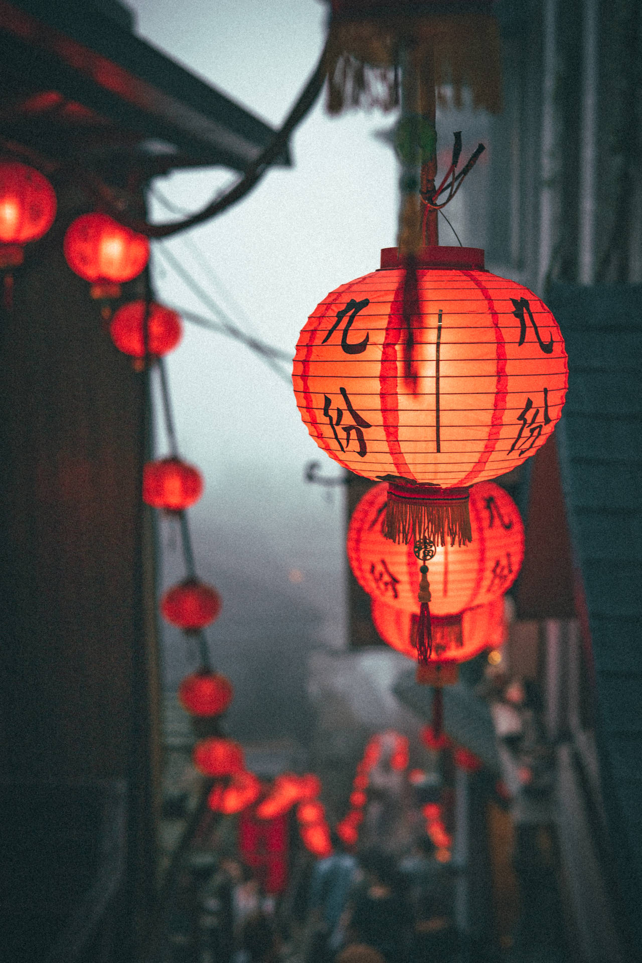 Orange Chinese Lanterns Background