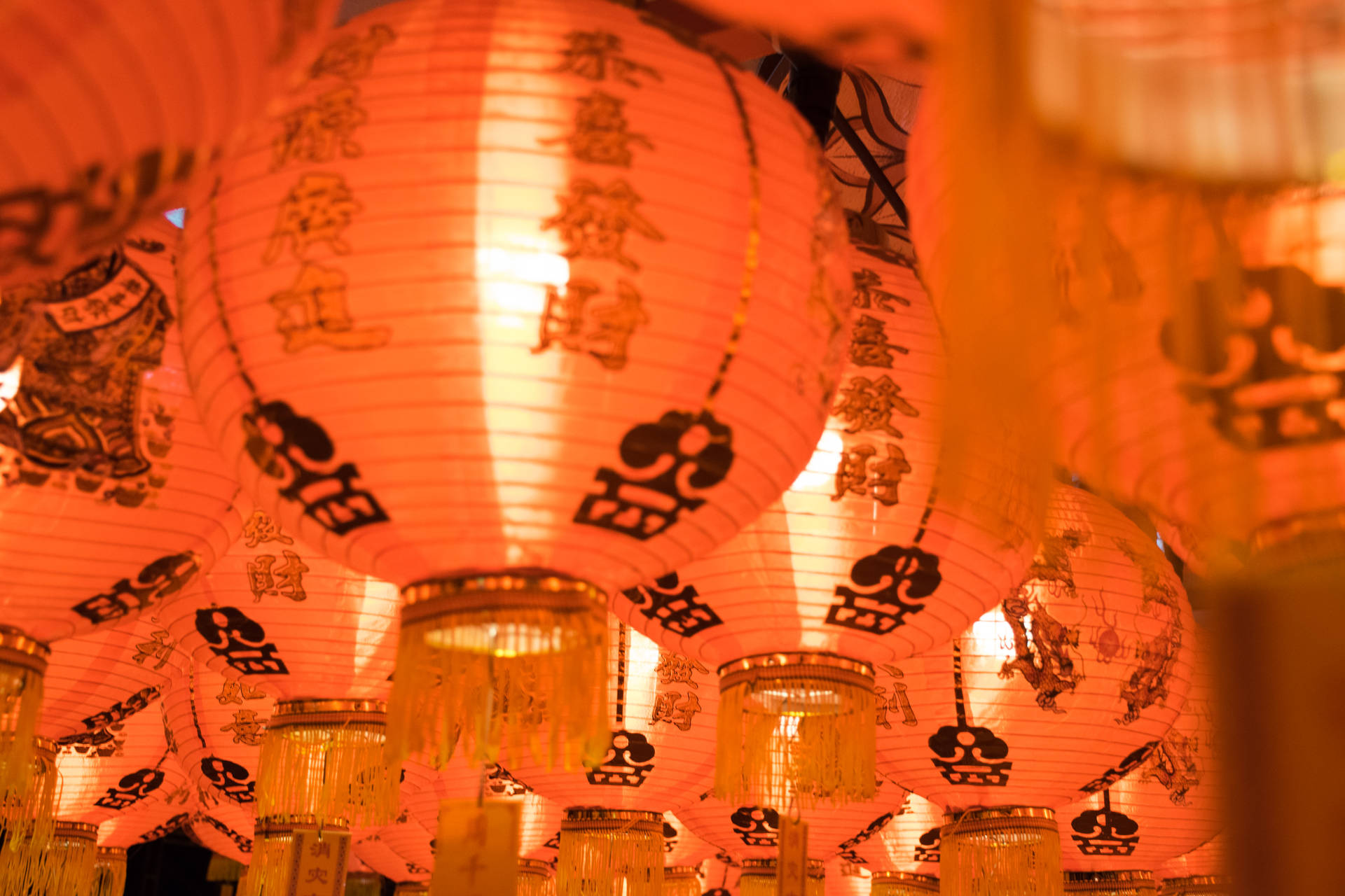 Orange Chinese New Year Lanterns Background