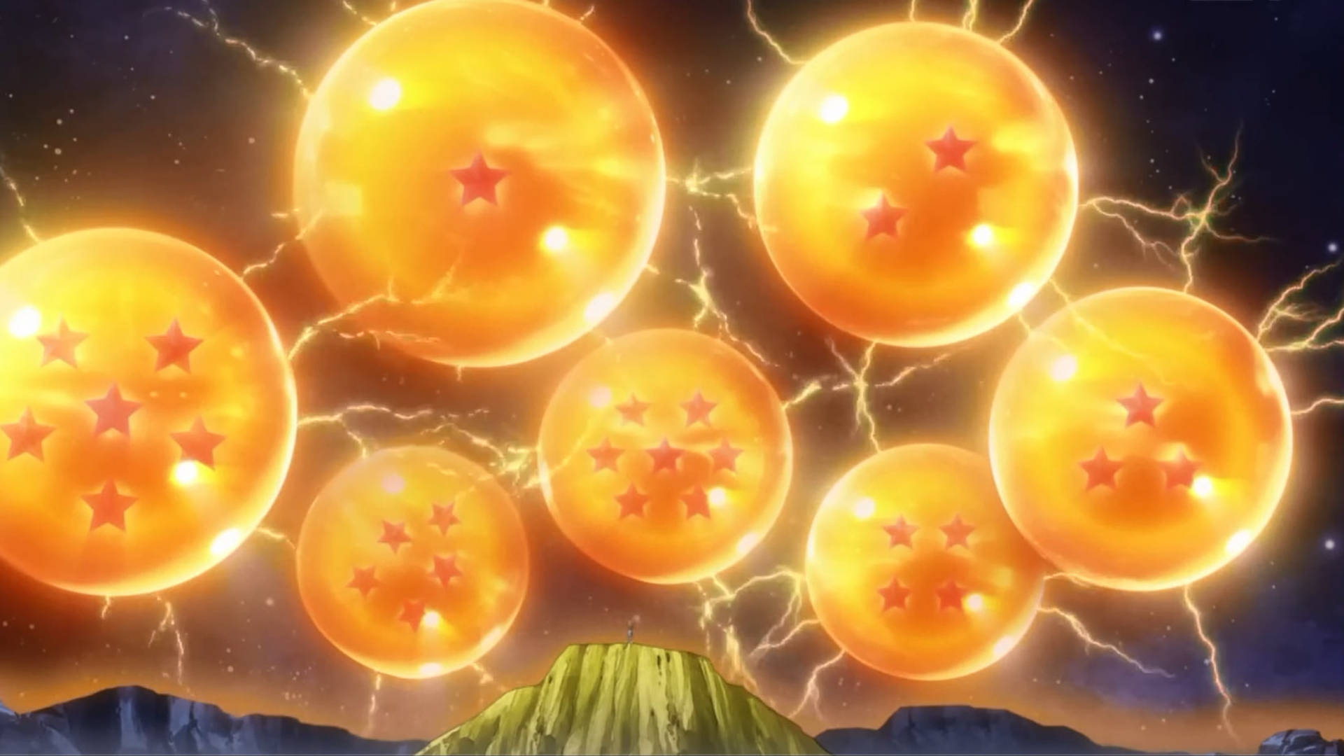 Orange Circle Dragon Balls Background