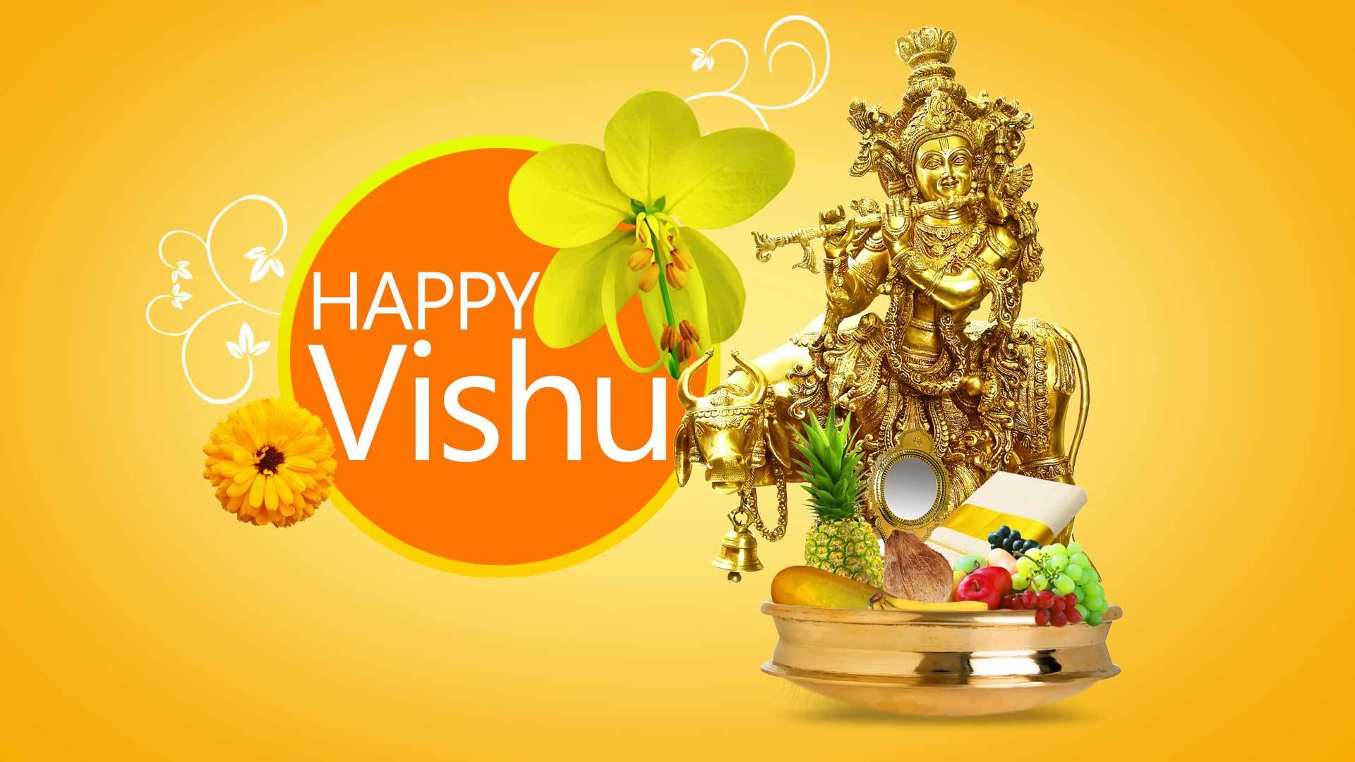 Orange Circle Happy Vishu