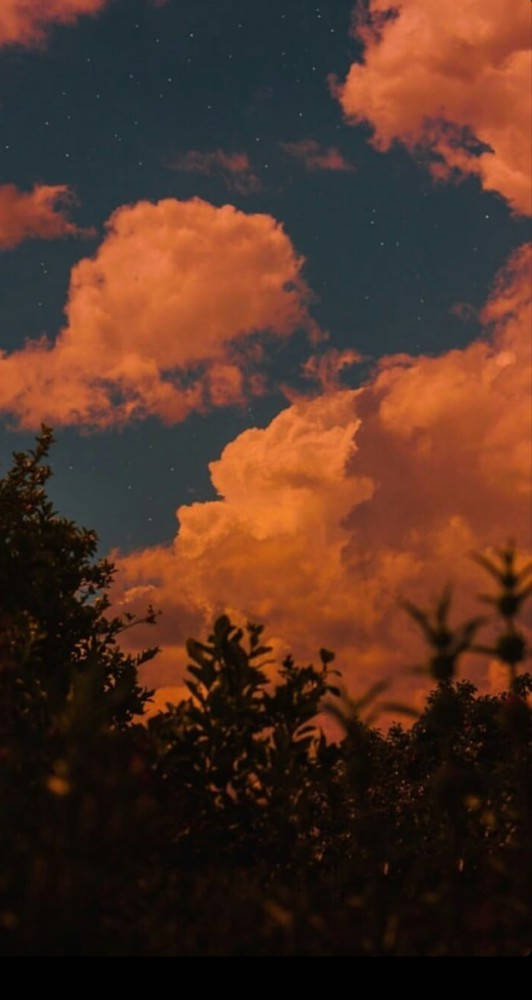 Orange Clouds Aesthetics Background