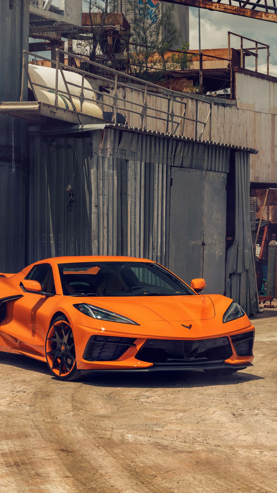 Orange Corvette C8 Industrial Backdrop.jpg Background