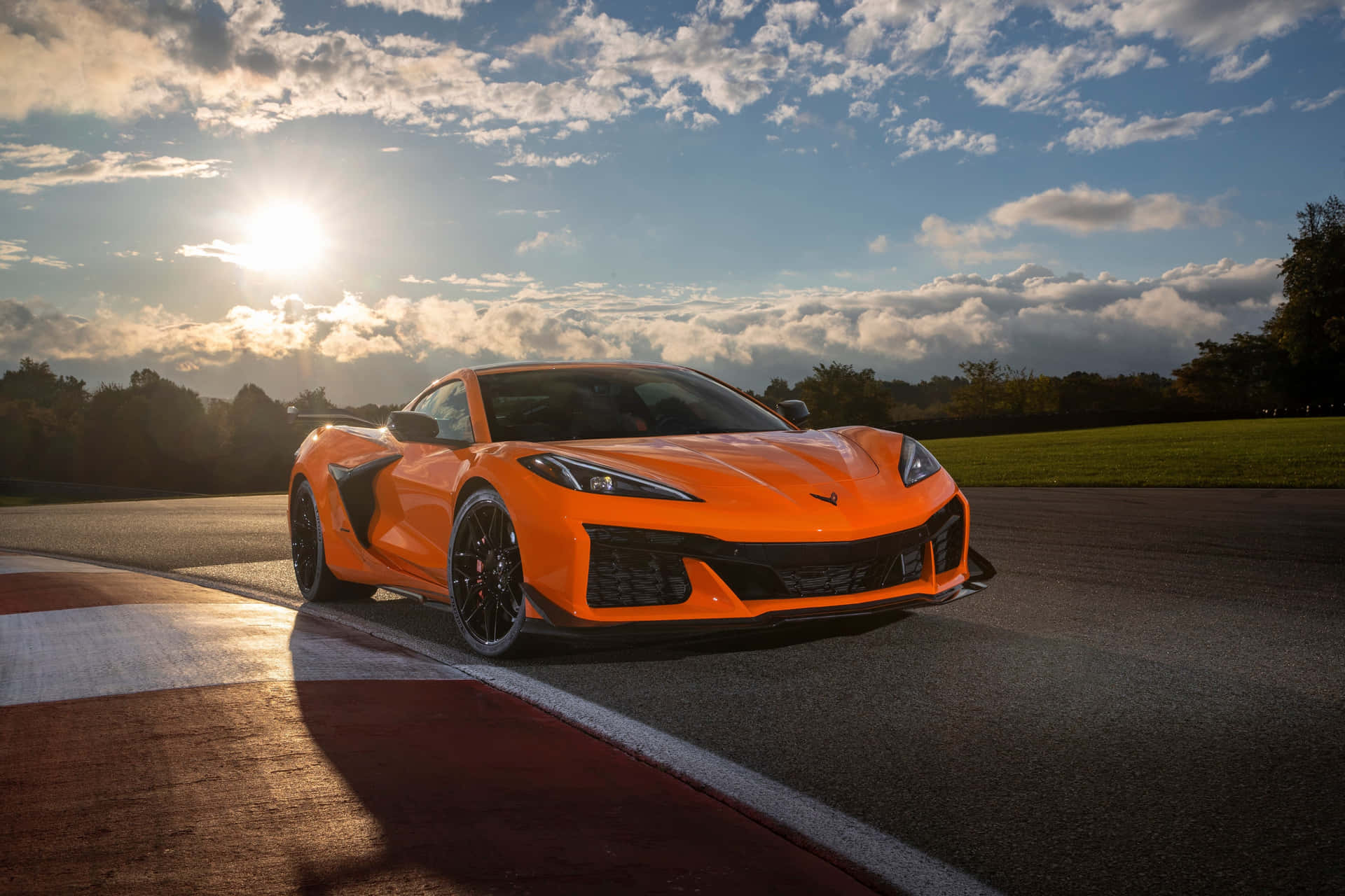Orange Corvette C8 Sunset Track