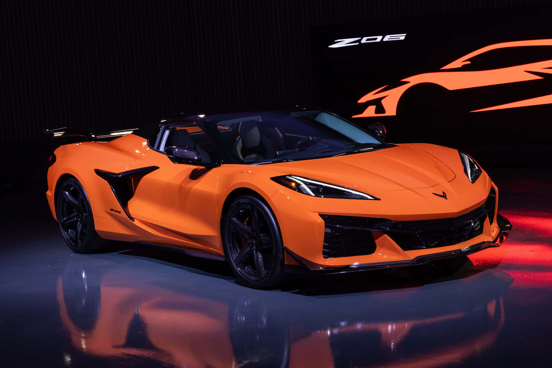 Orange Corvette C8 Z06 Reveal Background