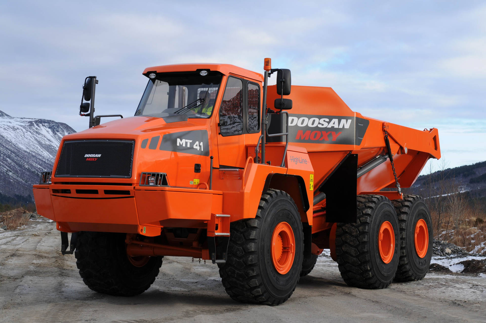 Orange Doosan Cool Truck For Dumping Background
