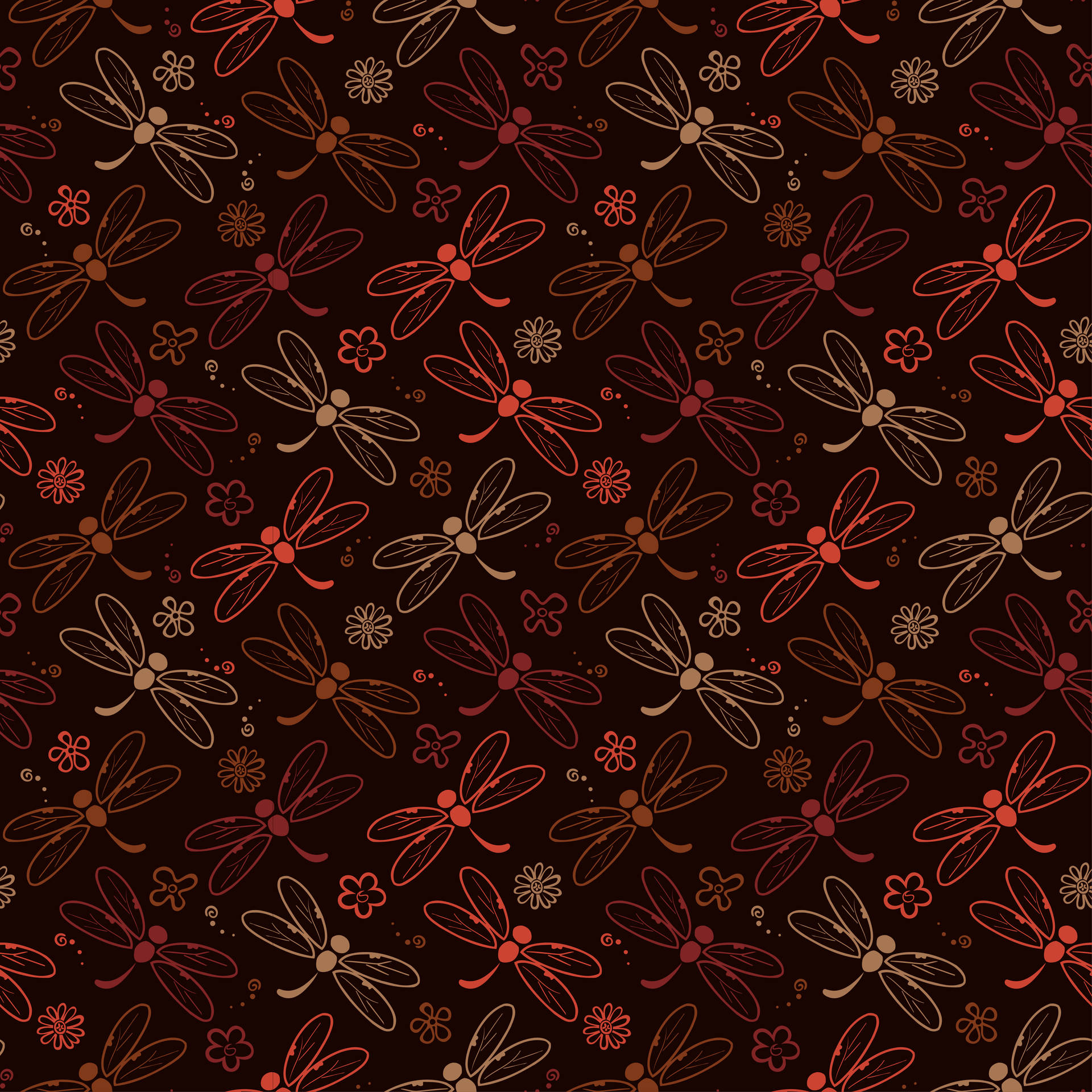 Orange Dragonfly Pattern Background