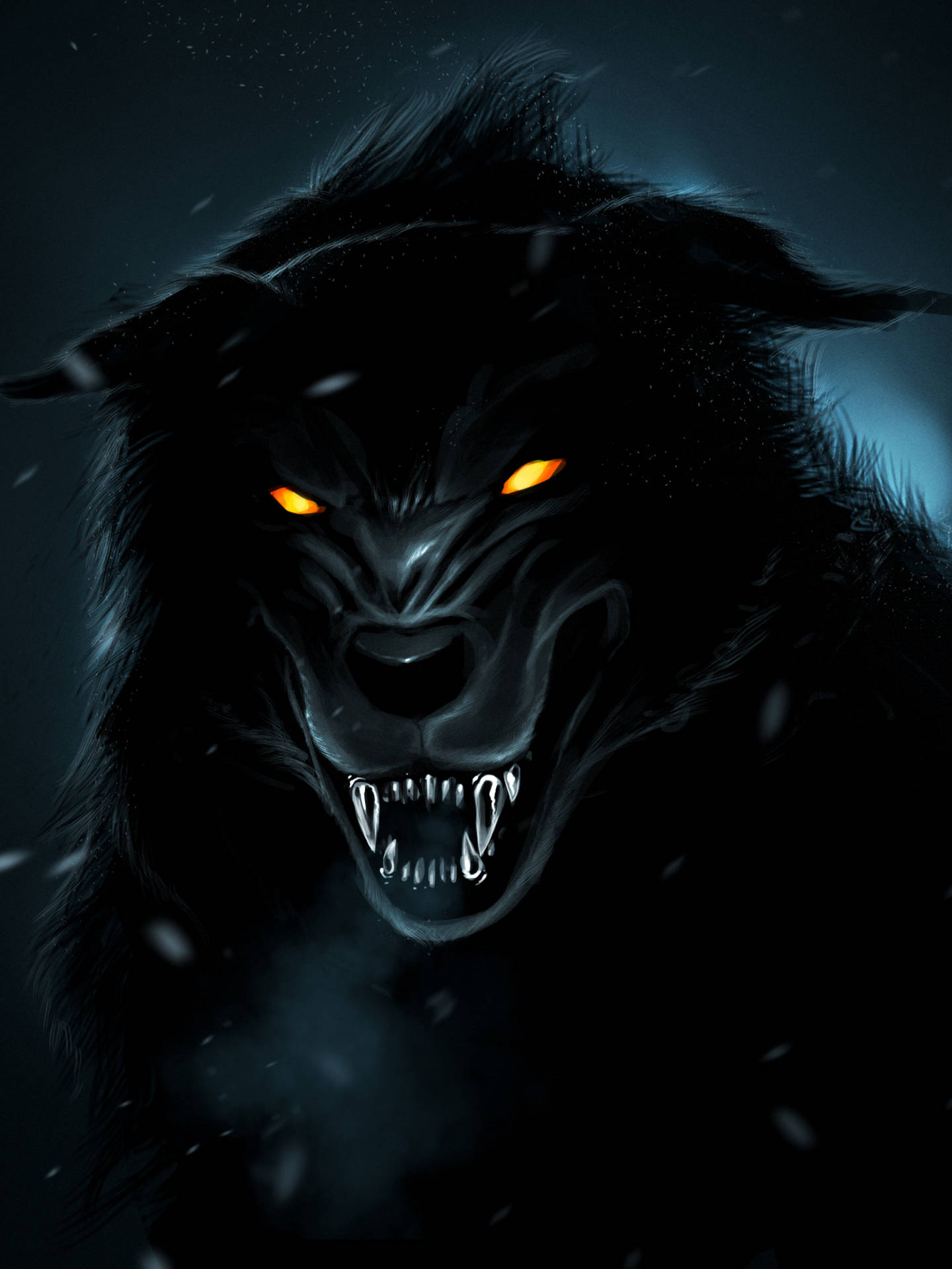 Orange-eyed Black Wolf