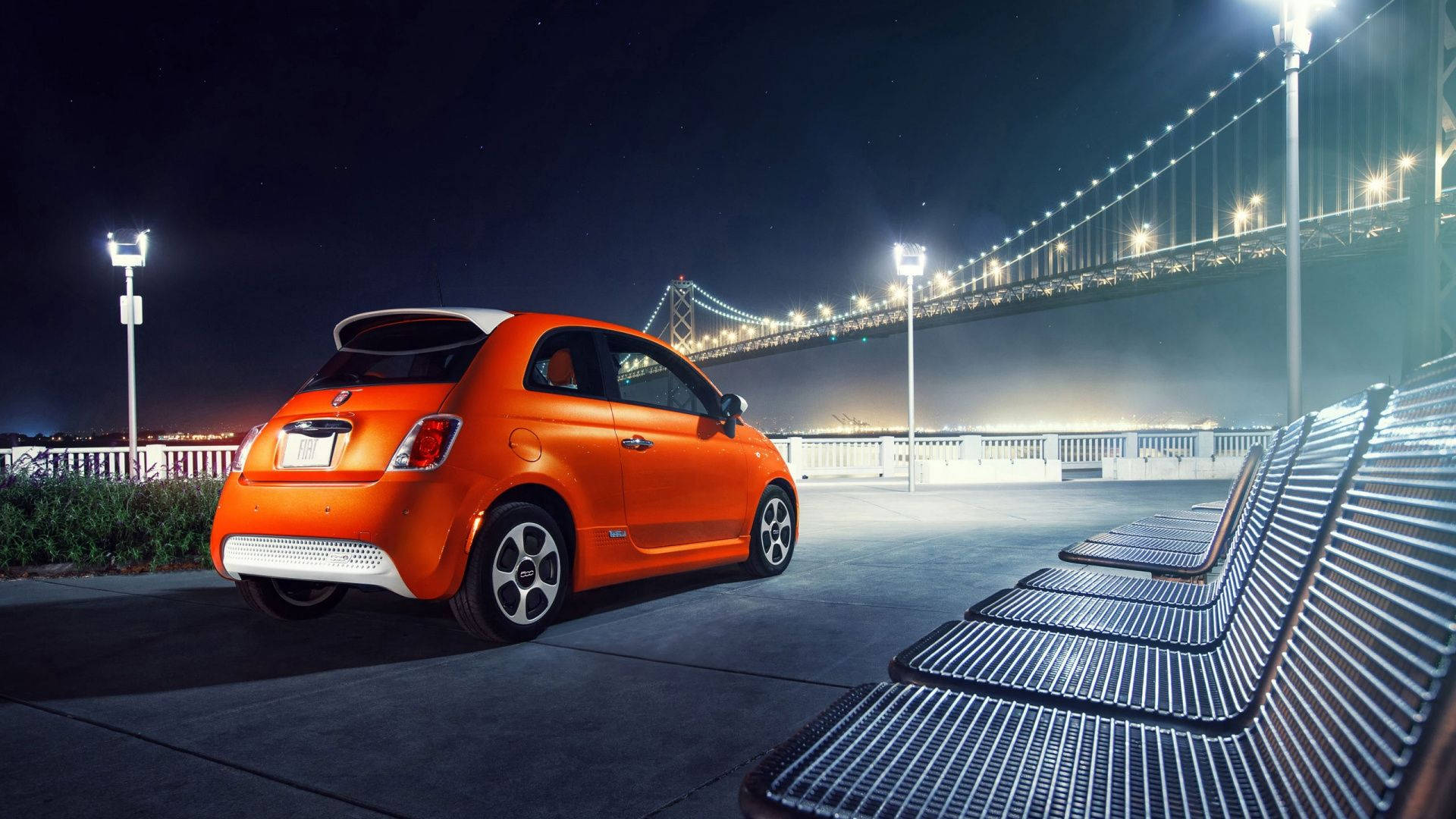 Orange Fiat Abarth 500e Background