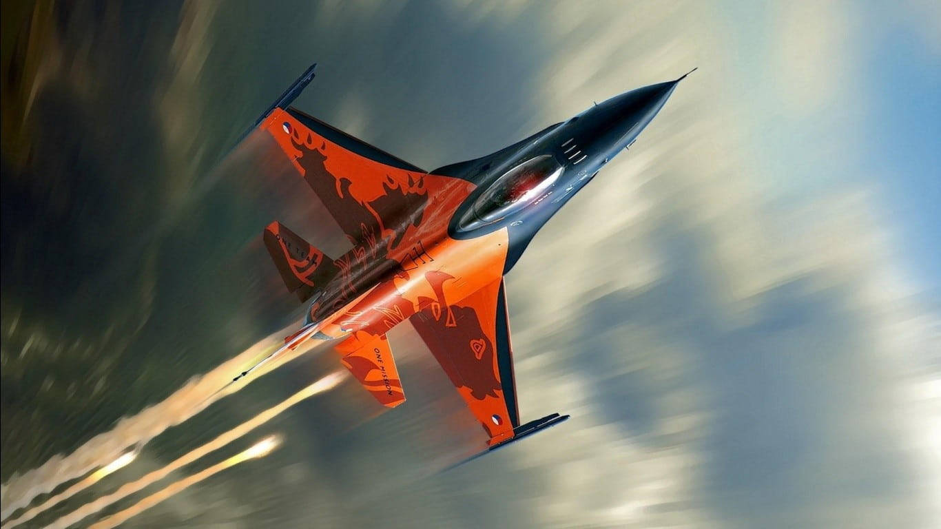 Orange Fighter Plane Background