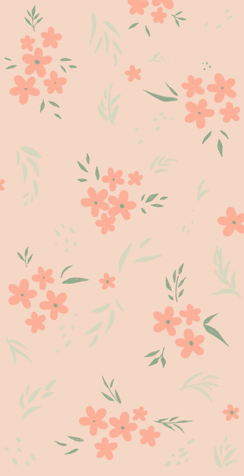 Orange Floral On Beige Background Background