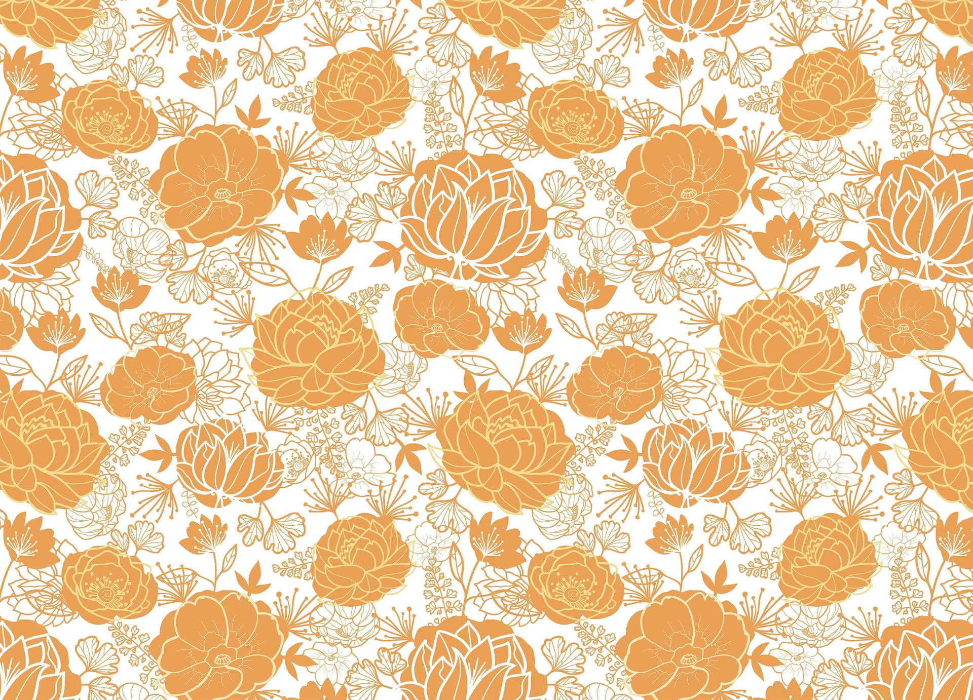 Orange Floral Pattern Desktop Background