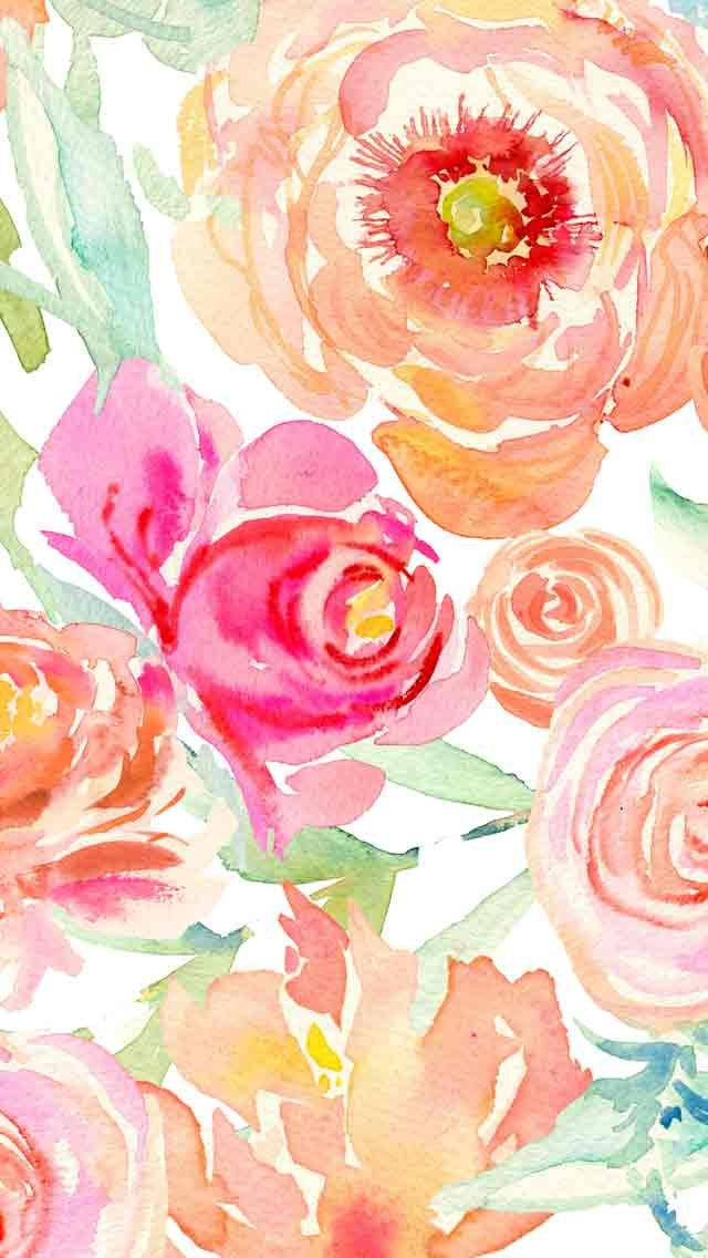 Orange Floral Watercolor Art Background