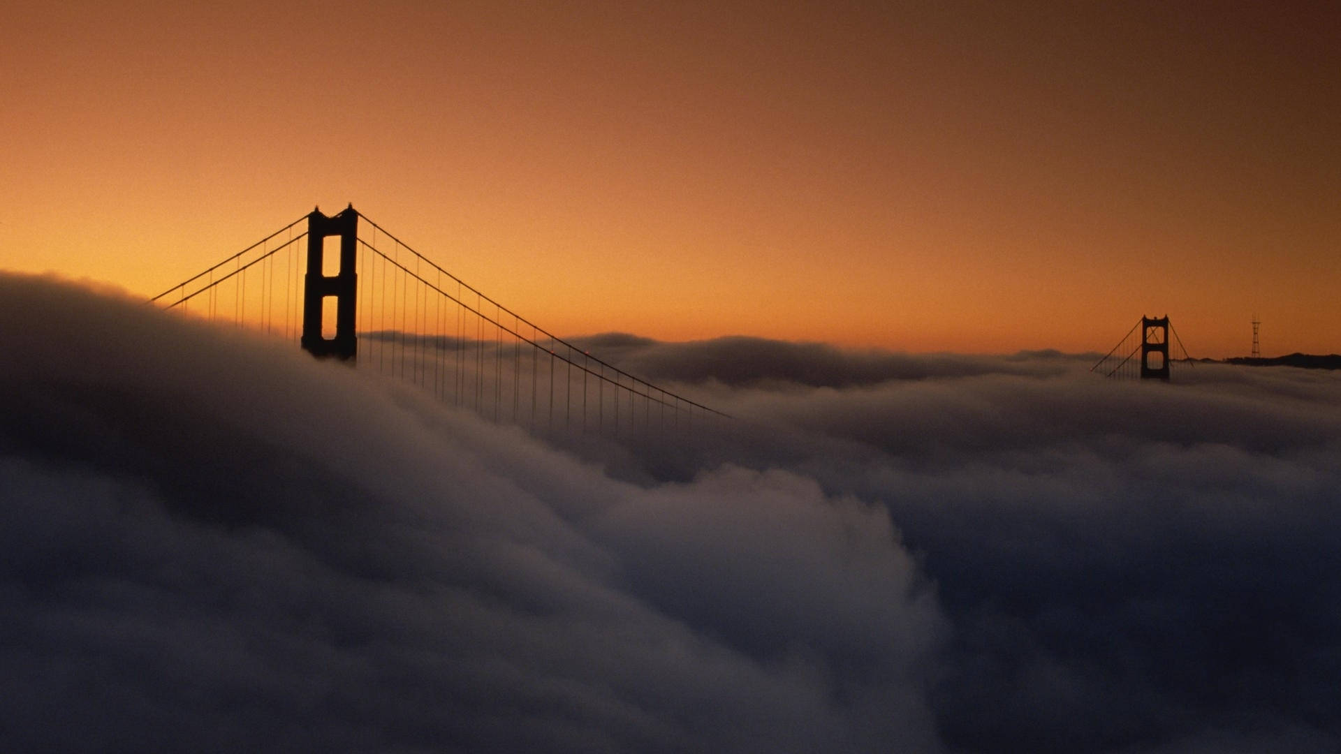 Orange Foggy Sky In San Francisco Photography Background