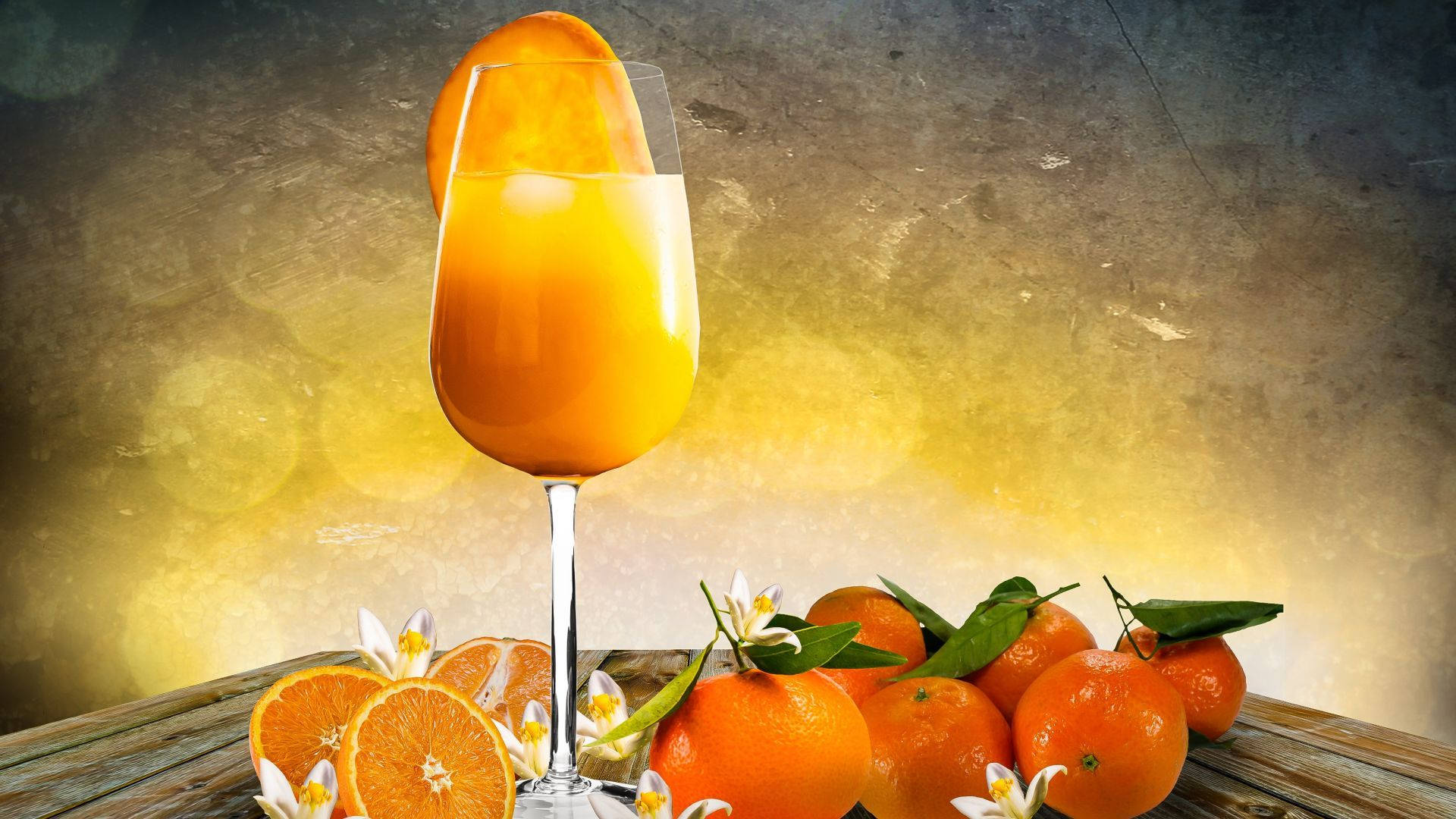 Orange Fruit In A Glass Background