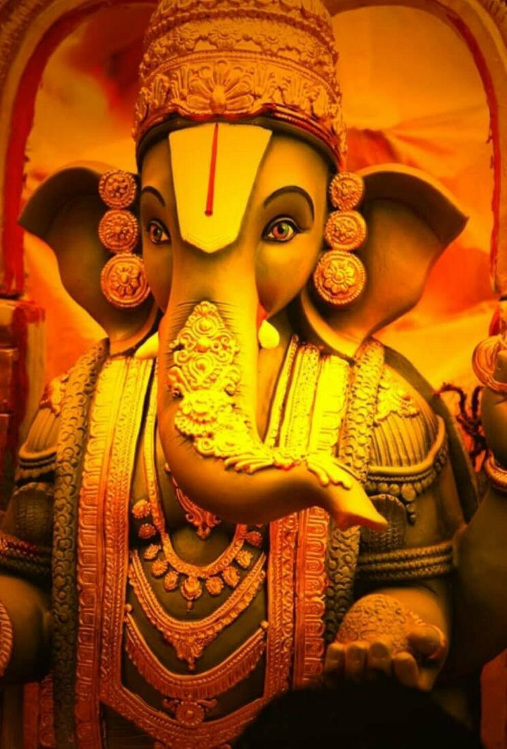 Orange Ganesh Mobile Background