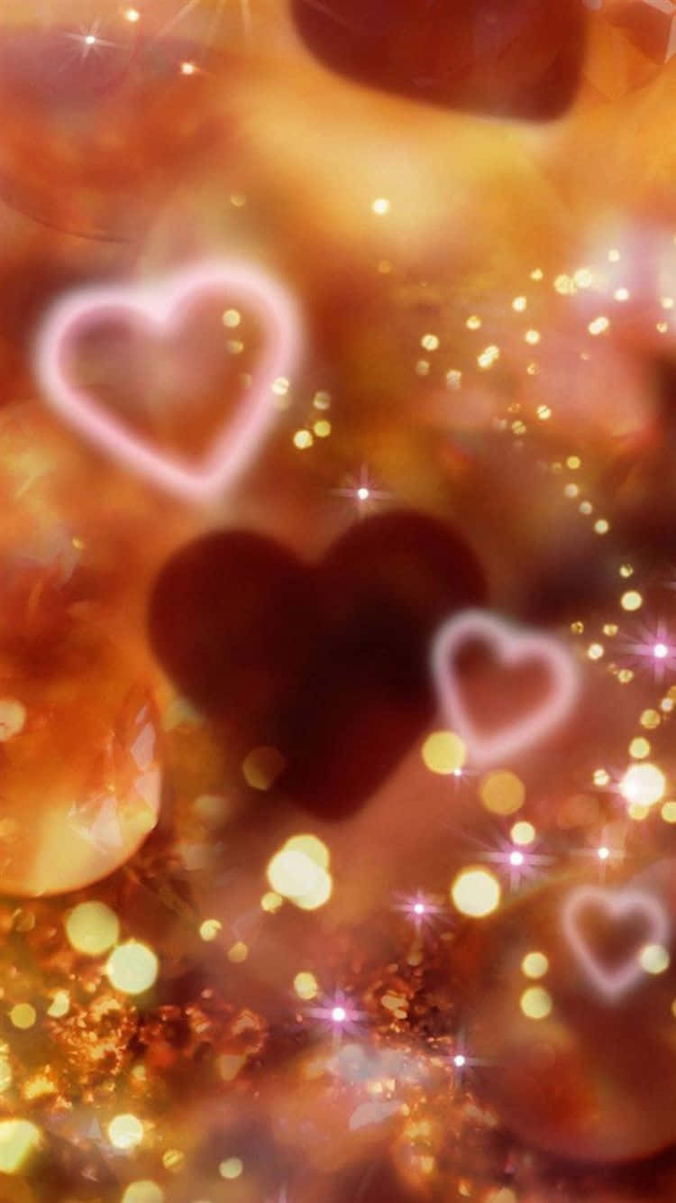 Orange Glitter Heart Background