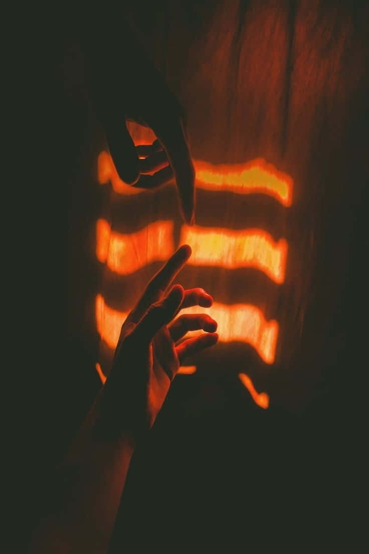 Orange Glow Hands Grunge Aesthetic Background