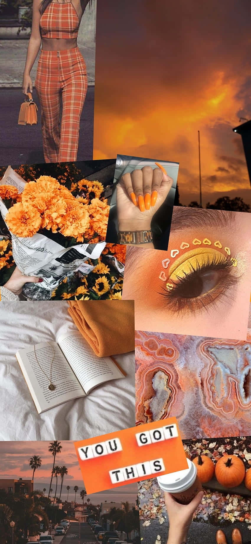 Orange Grunge Aesthetic Collage Background