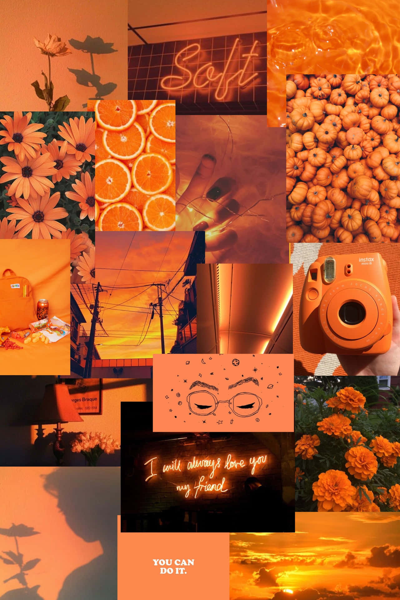 Orange Grunge Aesthetic Collage Background