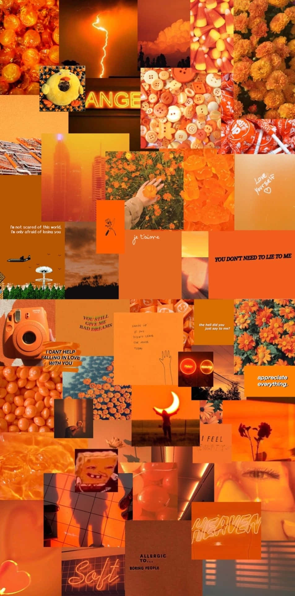 Orange Grunge Aesthetic Collage Background
