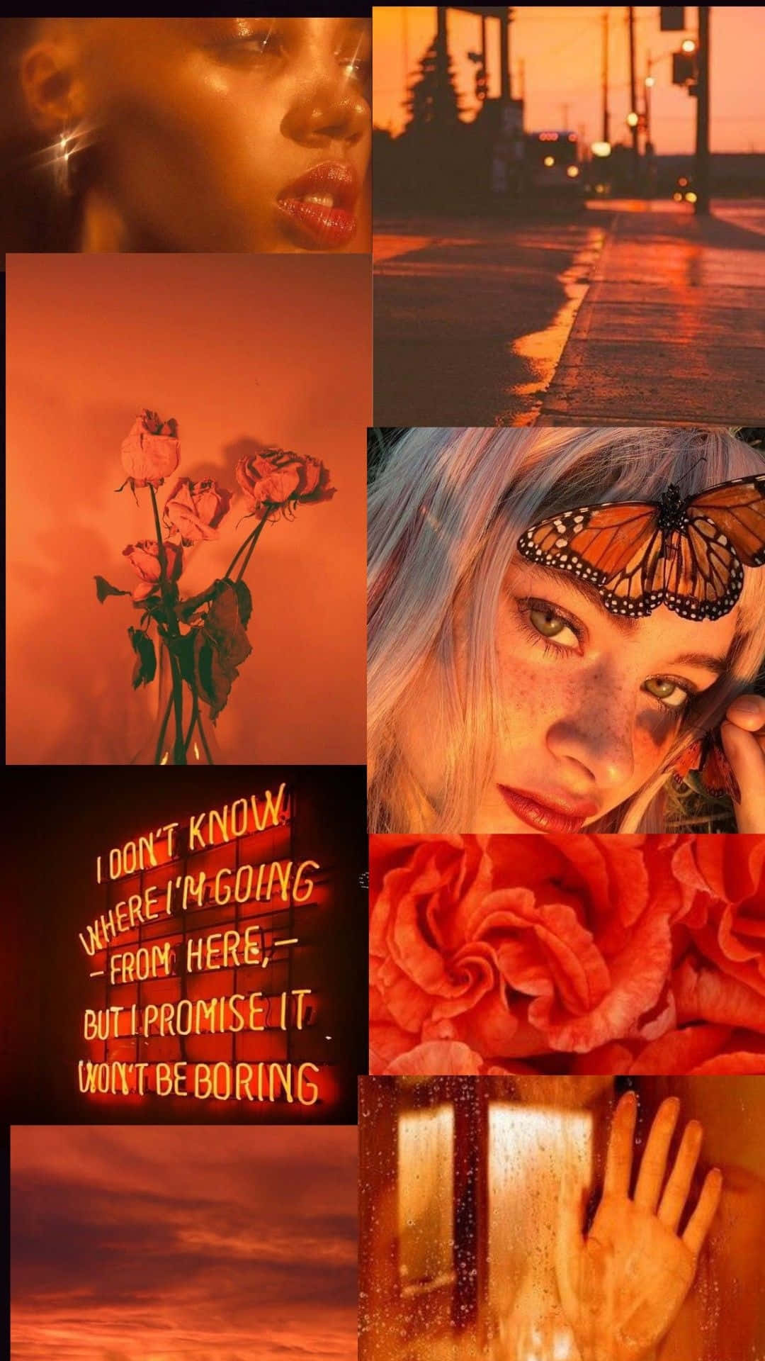 Orange Grunge Aesthetic Collage Background