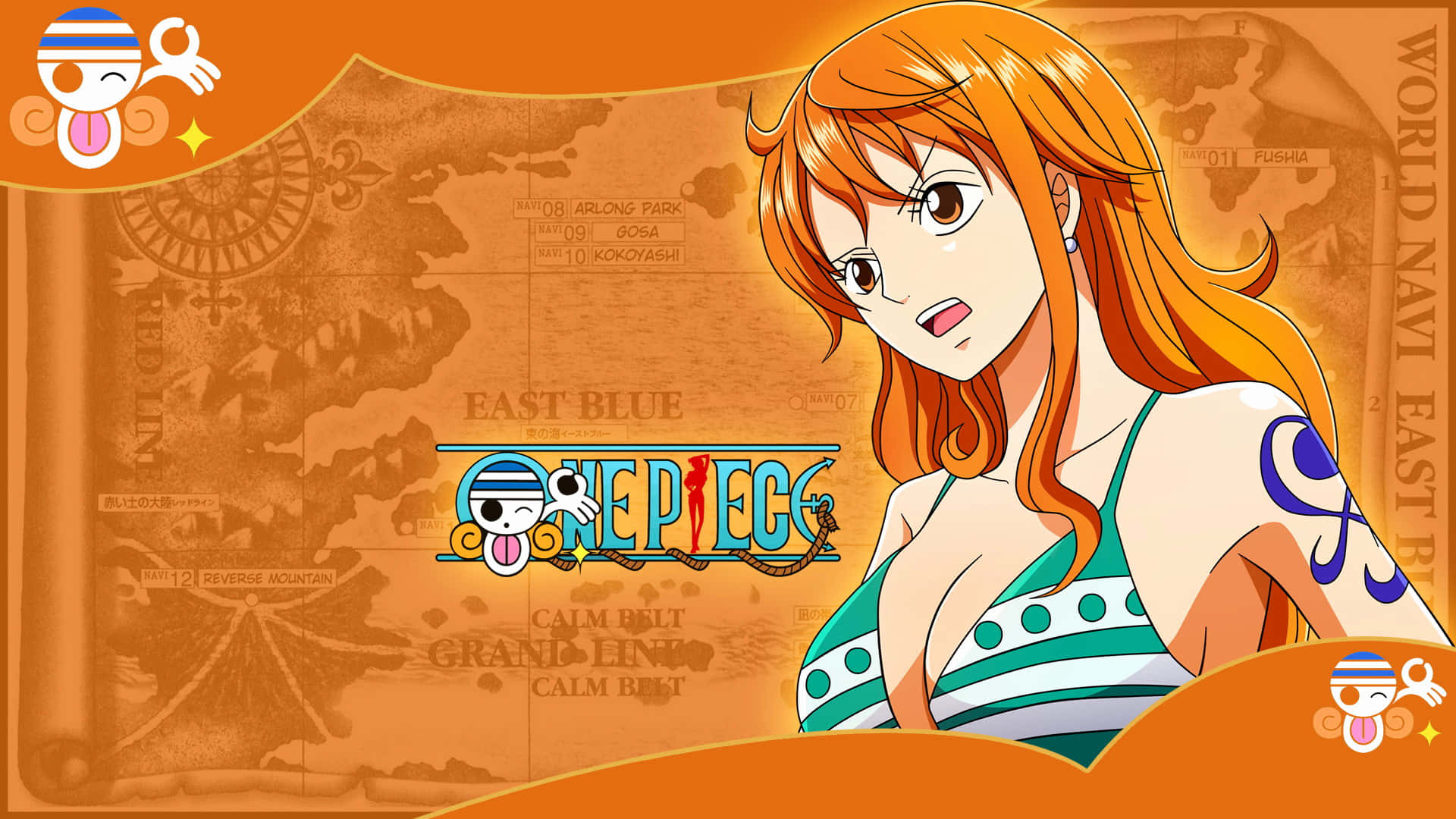 Orange Hair Nami One Piece Background