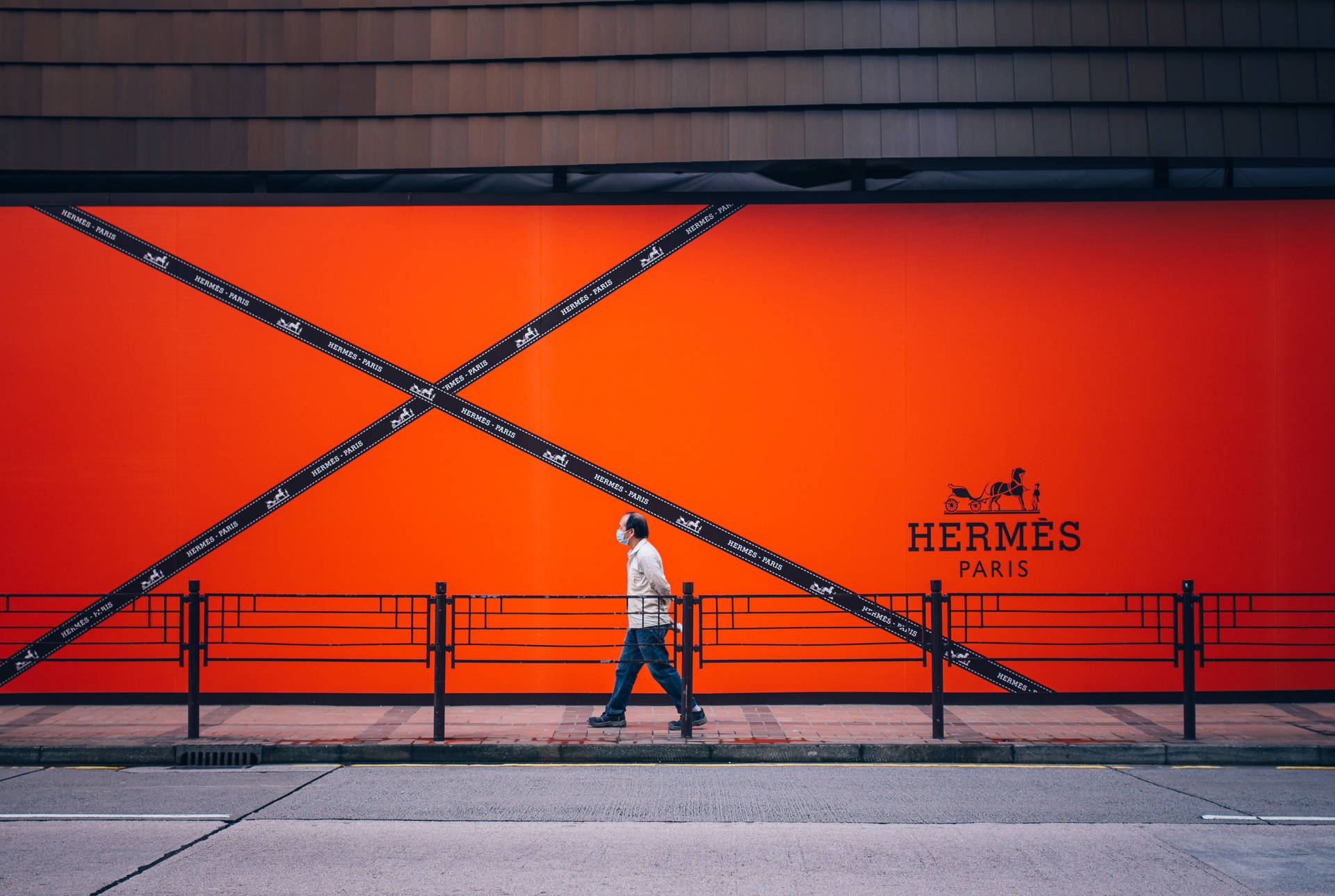 Orange Hermes Store Exterior Background