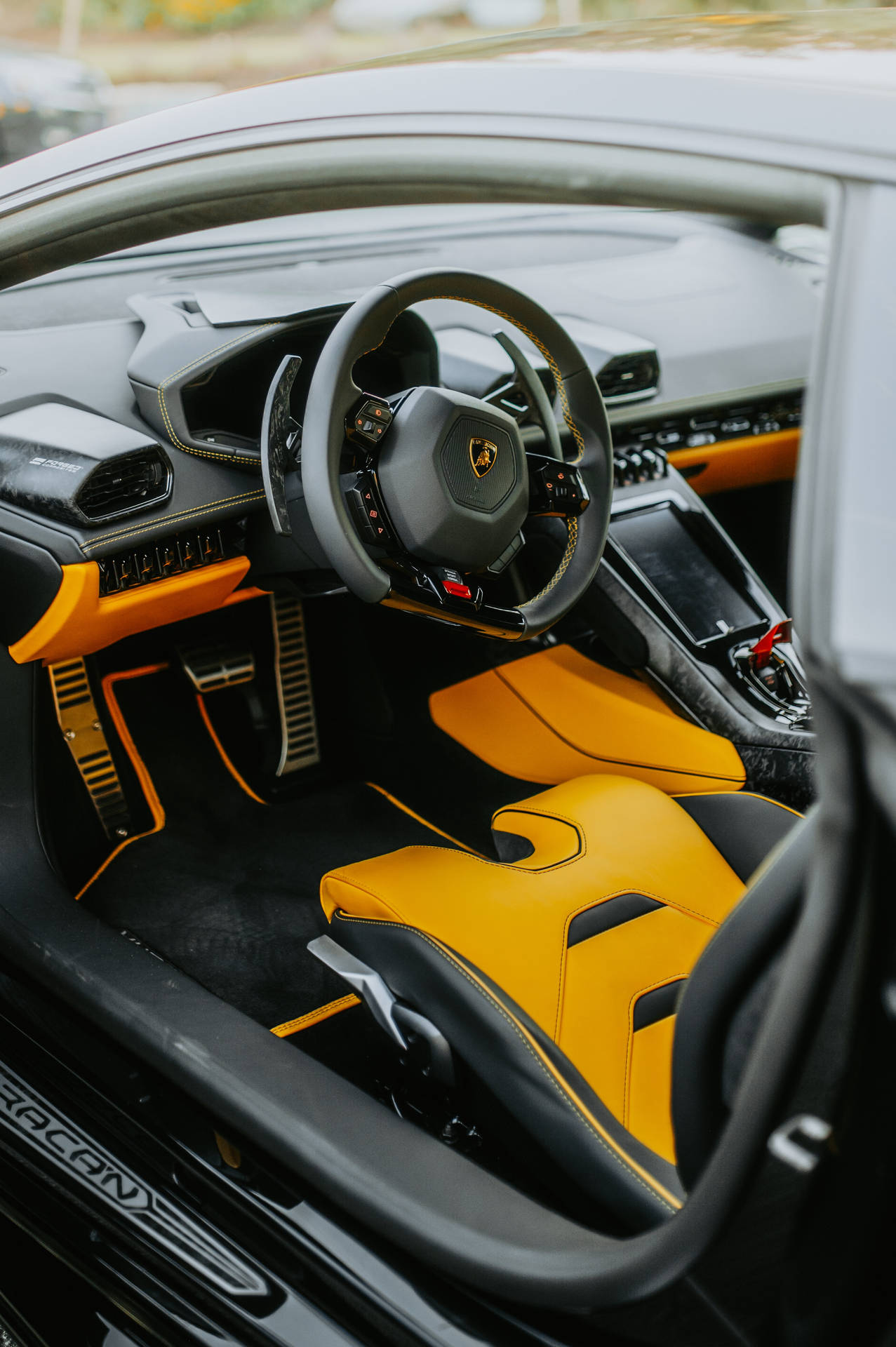 Orange Interior Lamborghini Galaxy Background