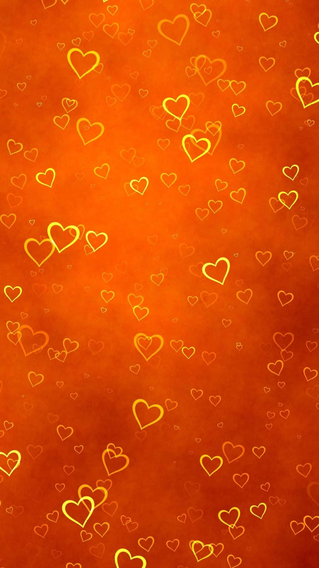 Orange Iphone Neon Hearts Background