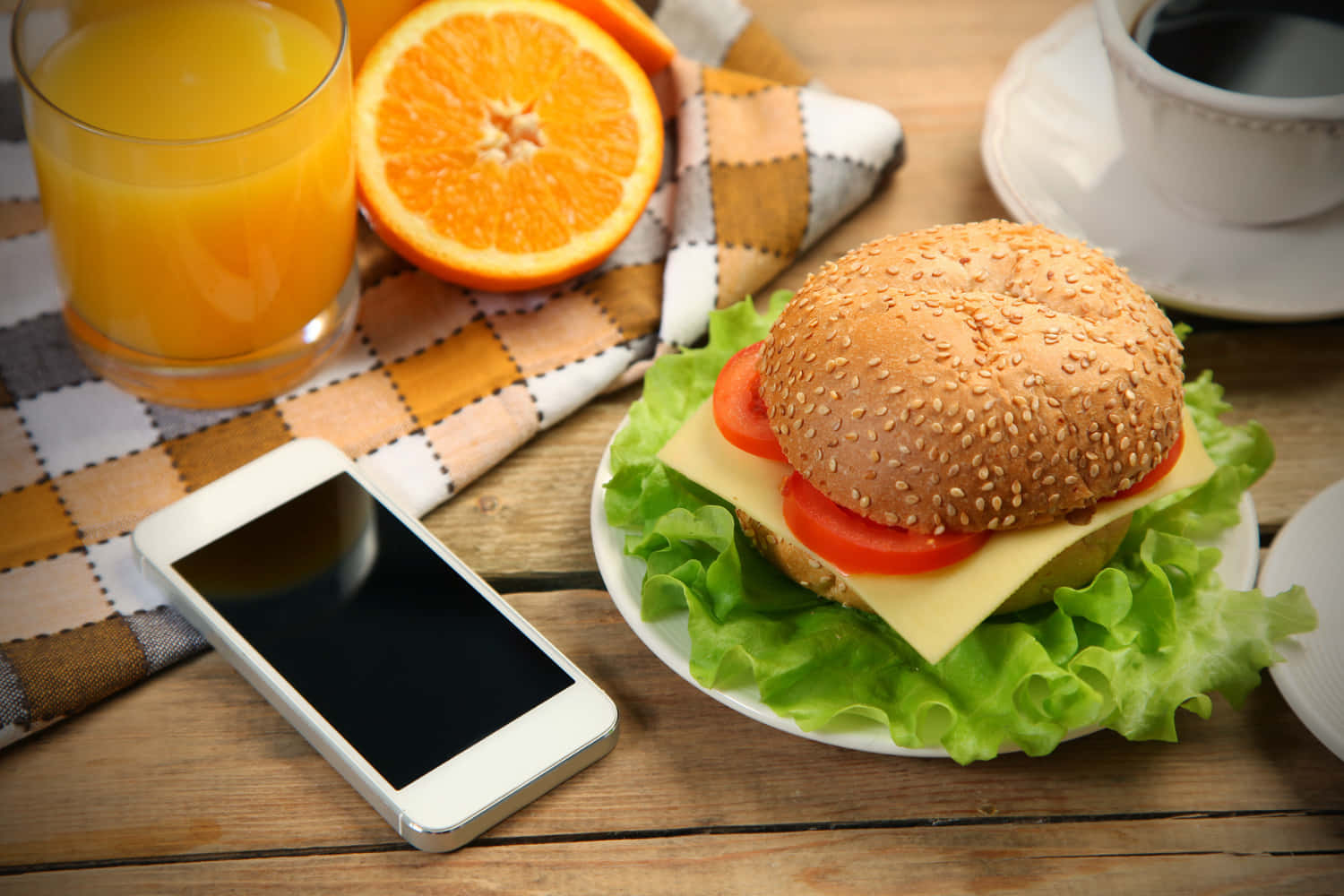 Orange Juice And Cheeseburger Background