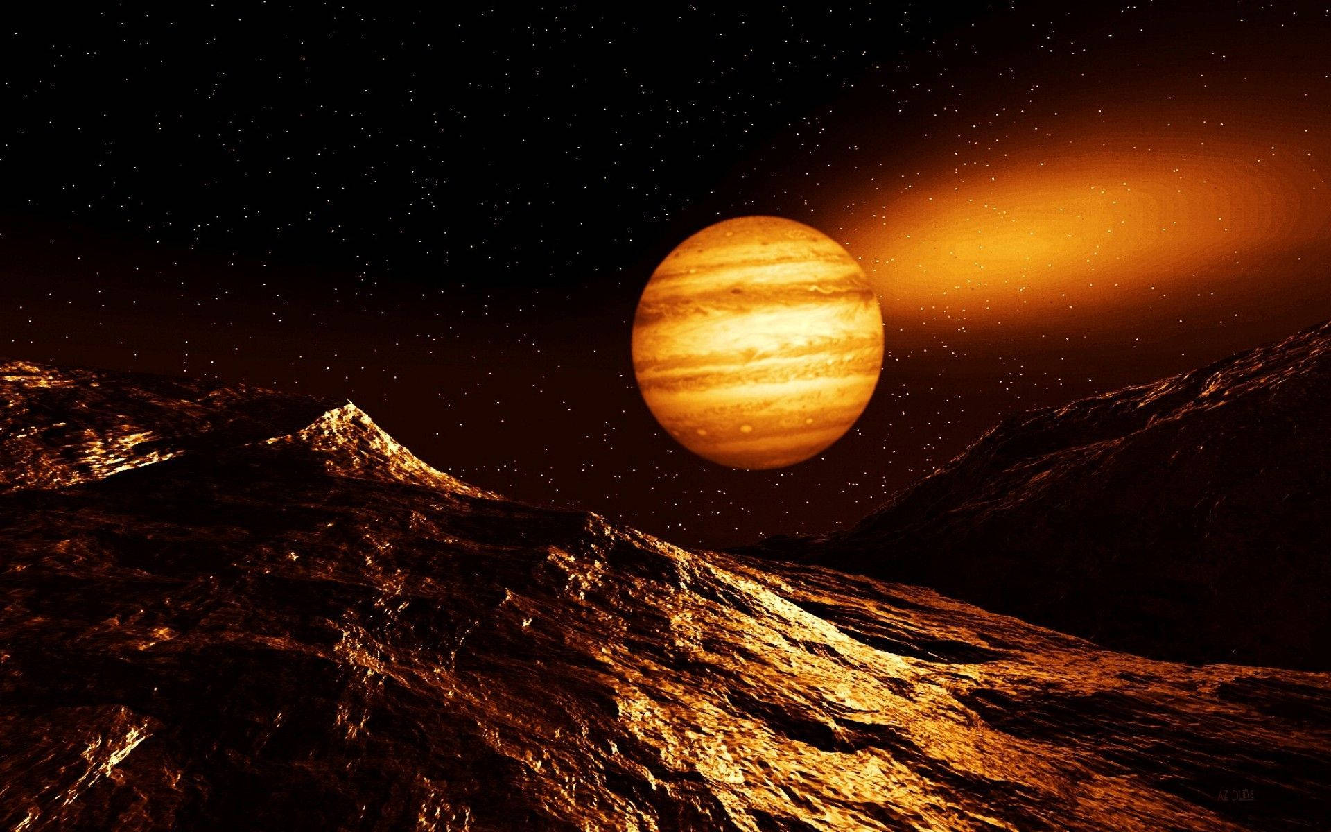 Orange Jupiter Galaxy Rock Background