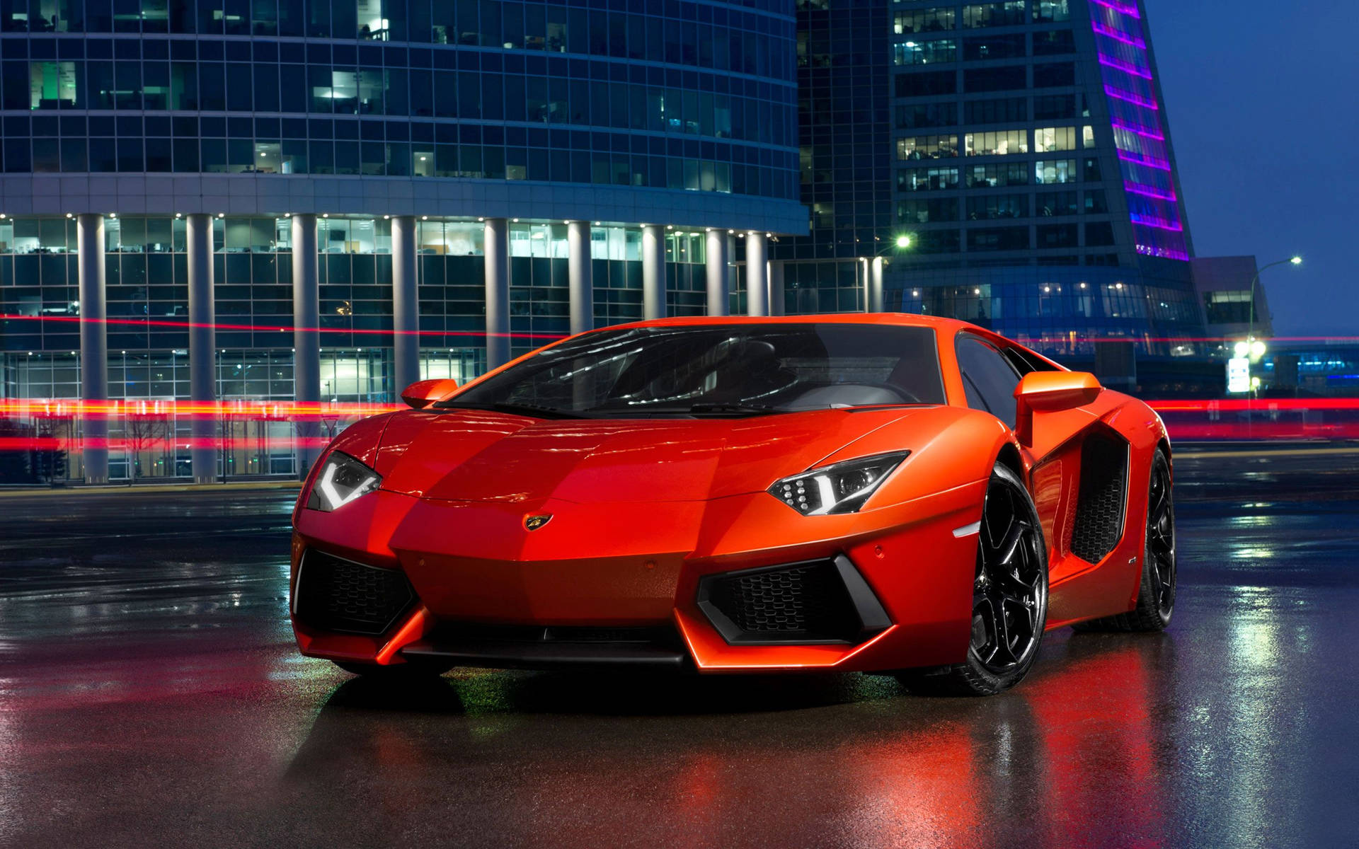 Orange Lamborghini Aventador Lp700 Front Background