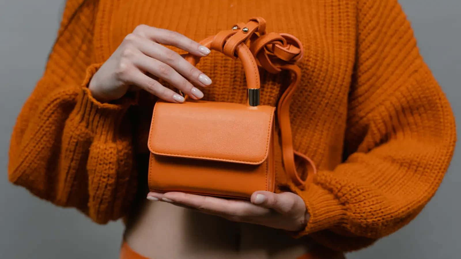 Orange Leather Mini Handbag Background