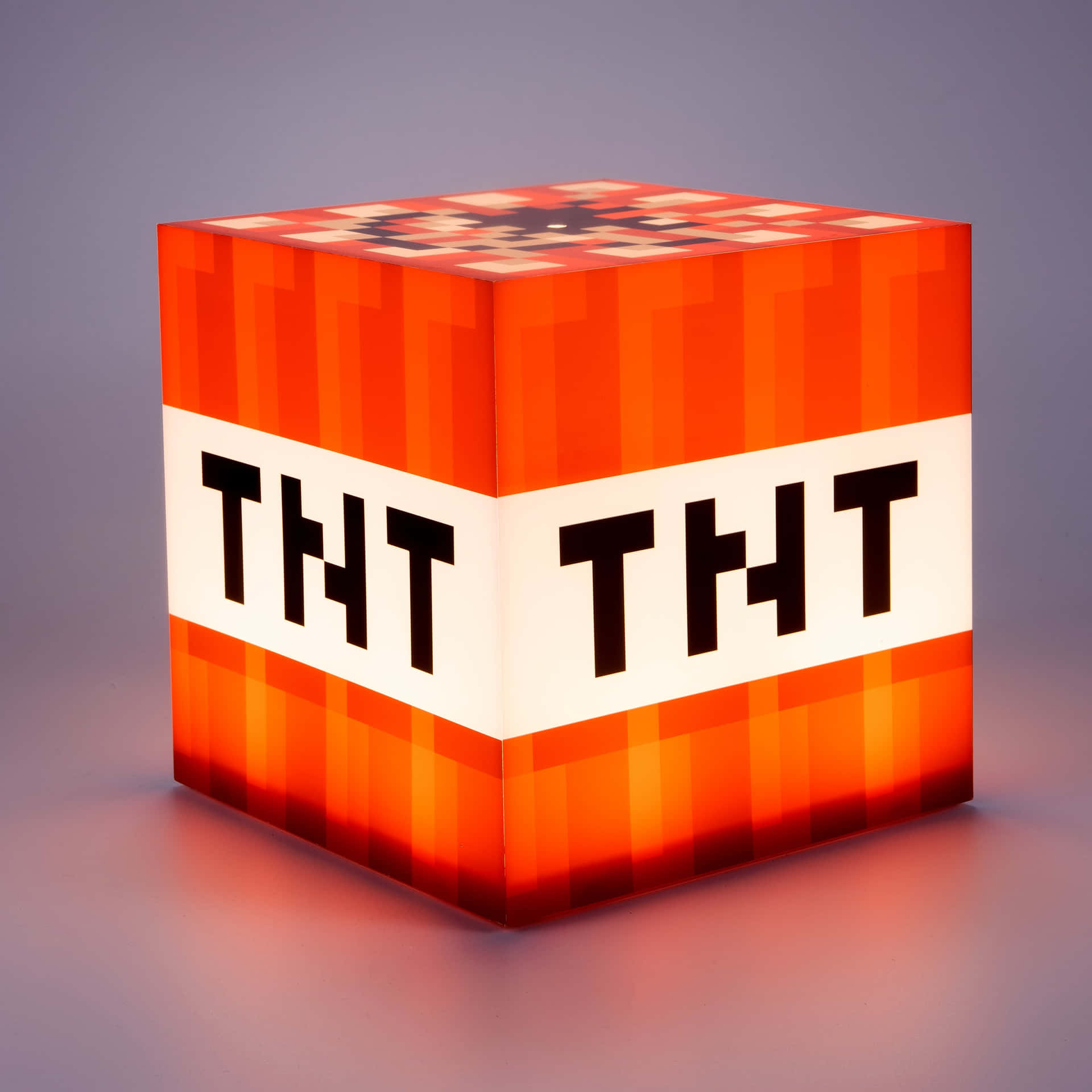 Orange Minecraft Tnt On Shiny Surface Background