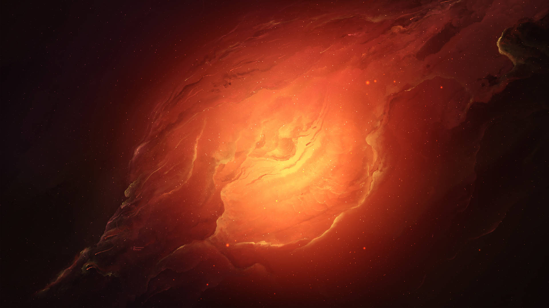 Orange Nebula Psychedelic 4k Background
