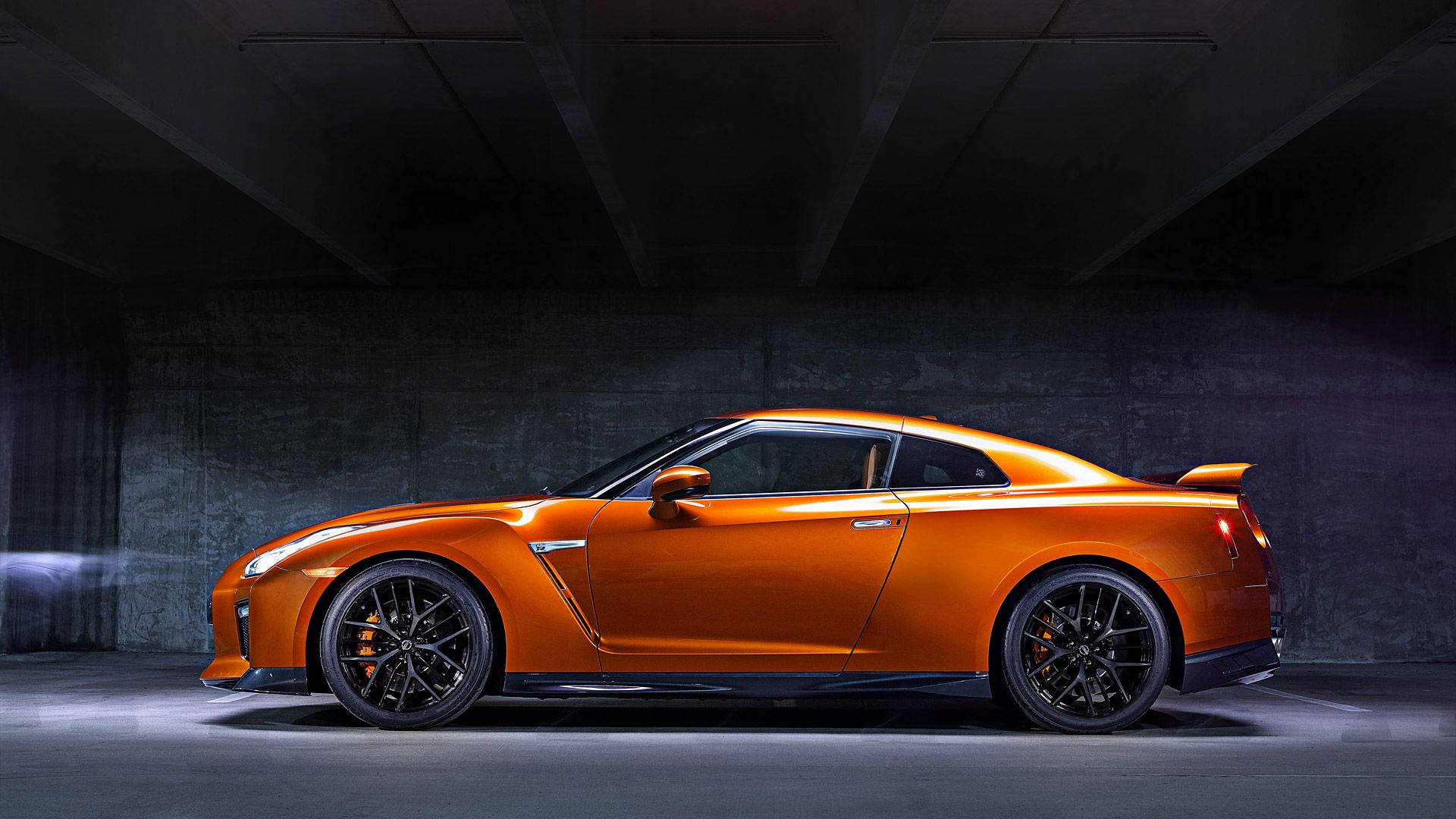 Orange Nissan Gtr Car In Side View