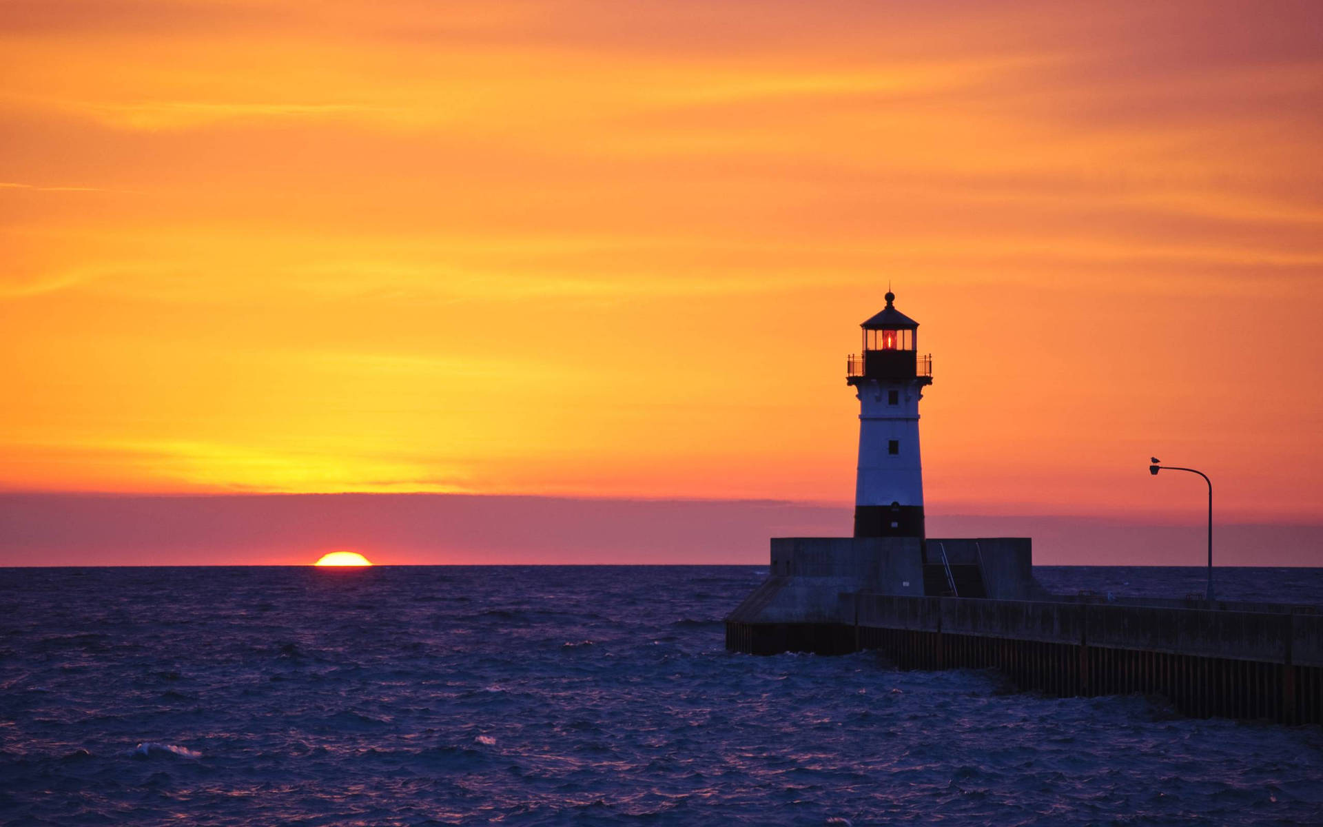 Orange Ocean Sky Lighthouse