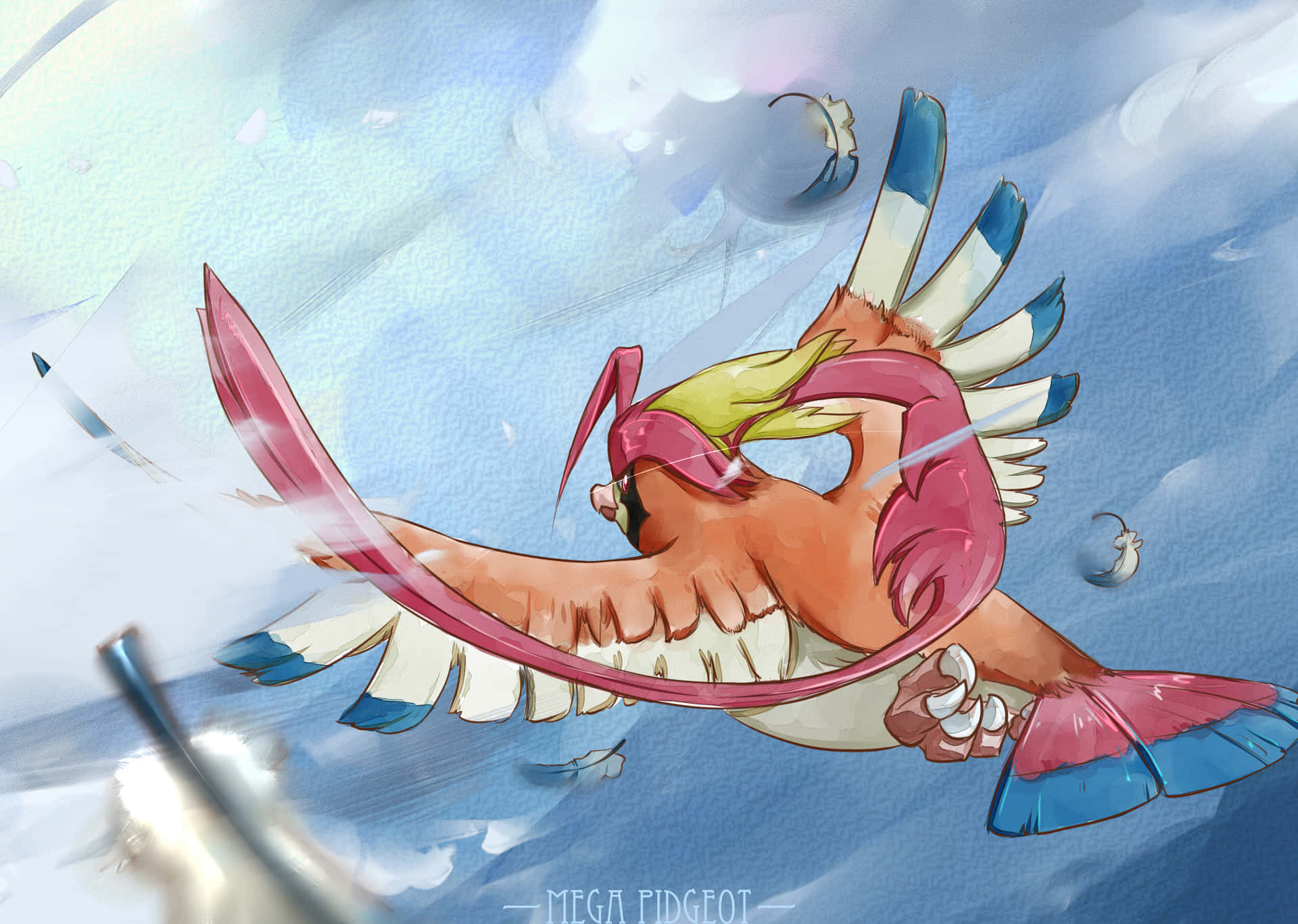 Orange Pidgeotto Flying Background