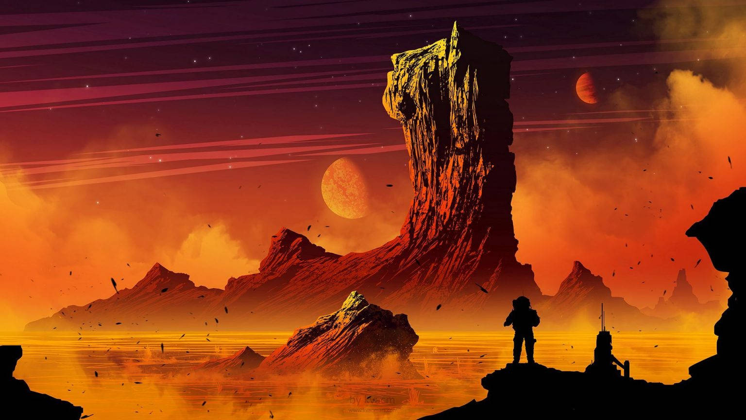 Orange Planet Hd Landscape Desktop Background