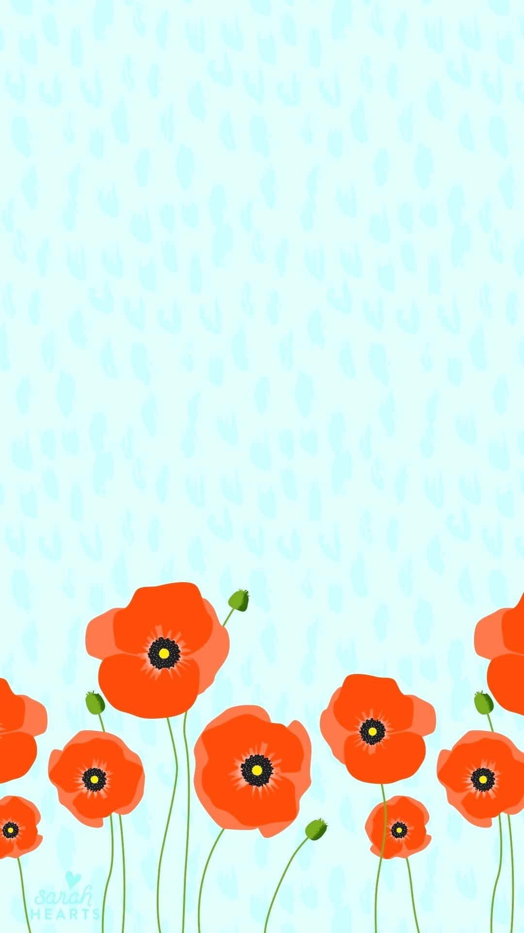 Orange Poppy Flowers Cute Iphone Teal Background