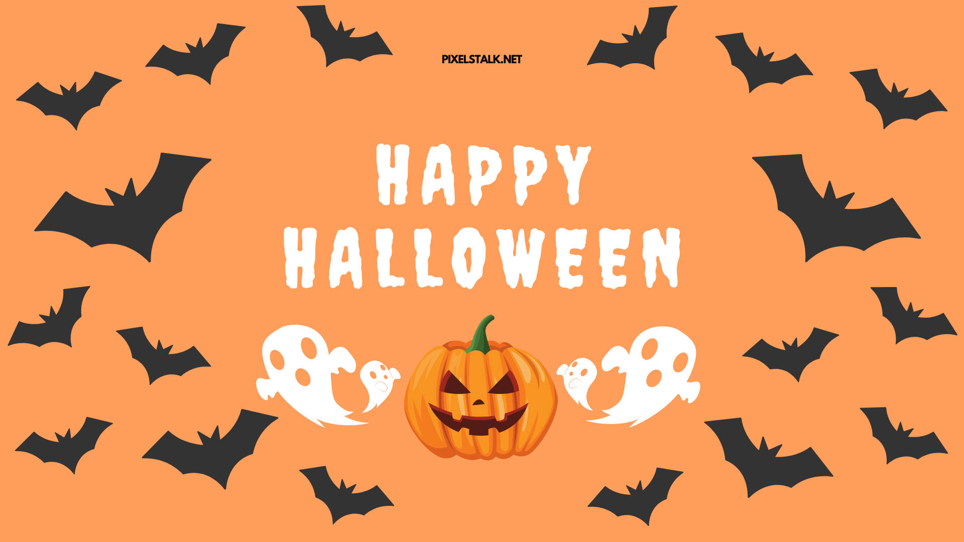 Orange Poster Of Happy Halloween Phone Background