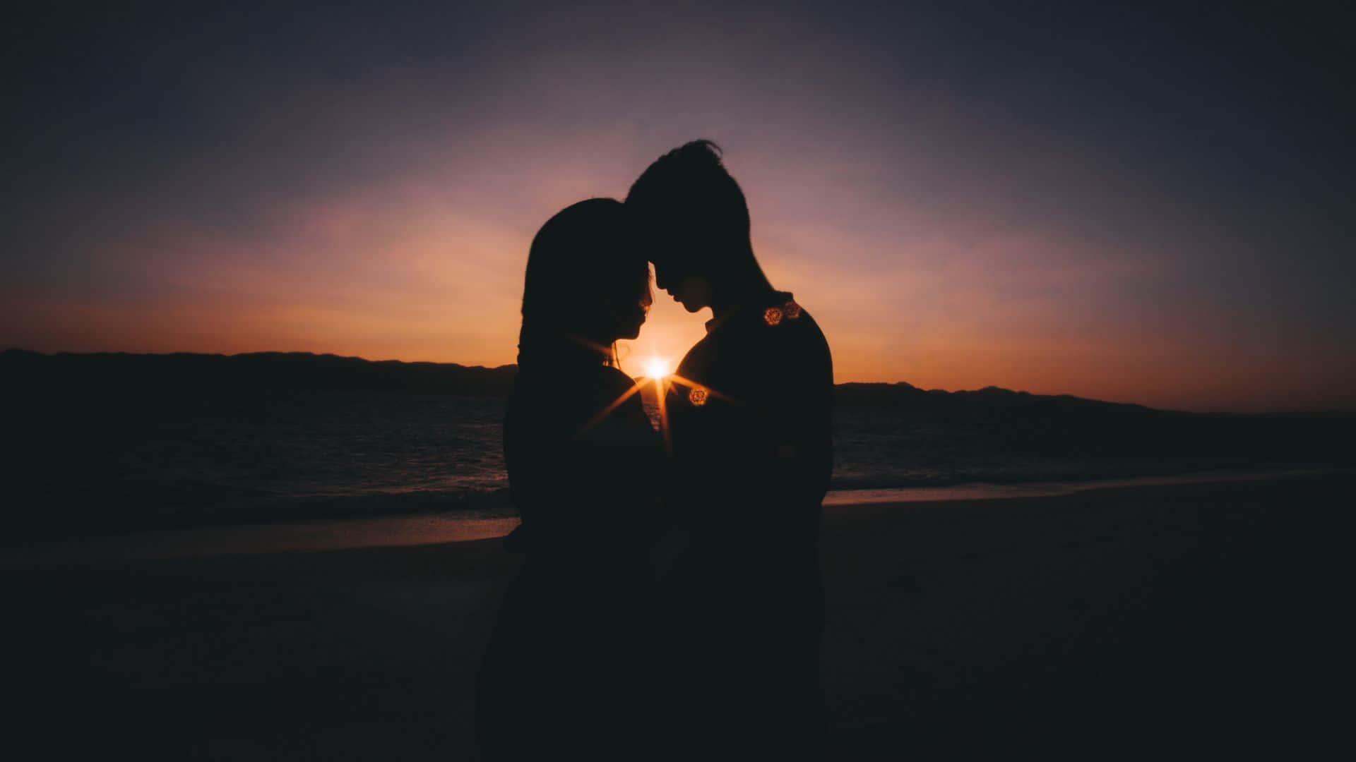 Orange Purple Sunset Couple Background