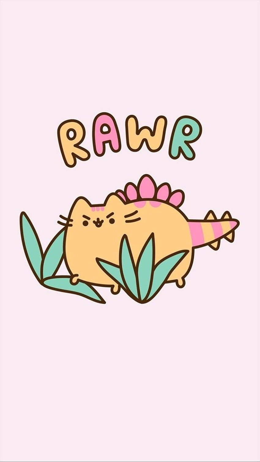 Orange Pusheen Dino Kawaii Iphone Background