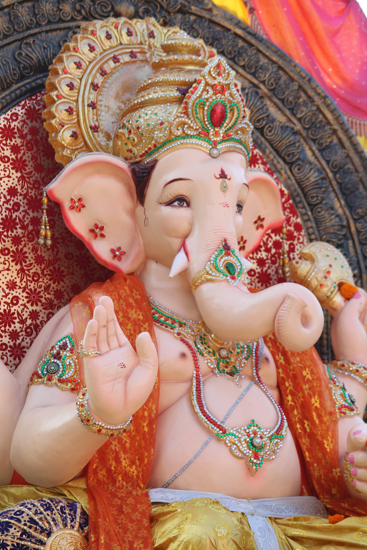 Orange Robes Ganesh Mobile Background