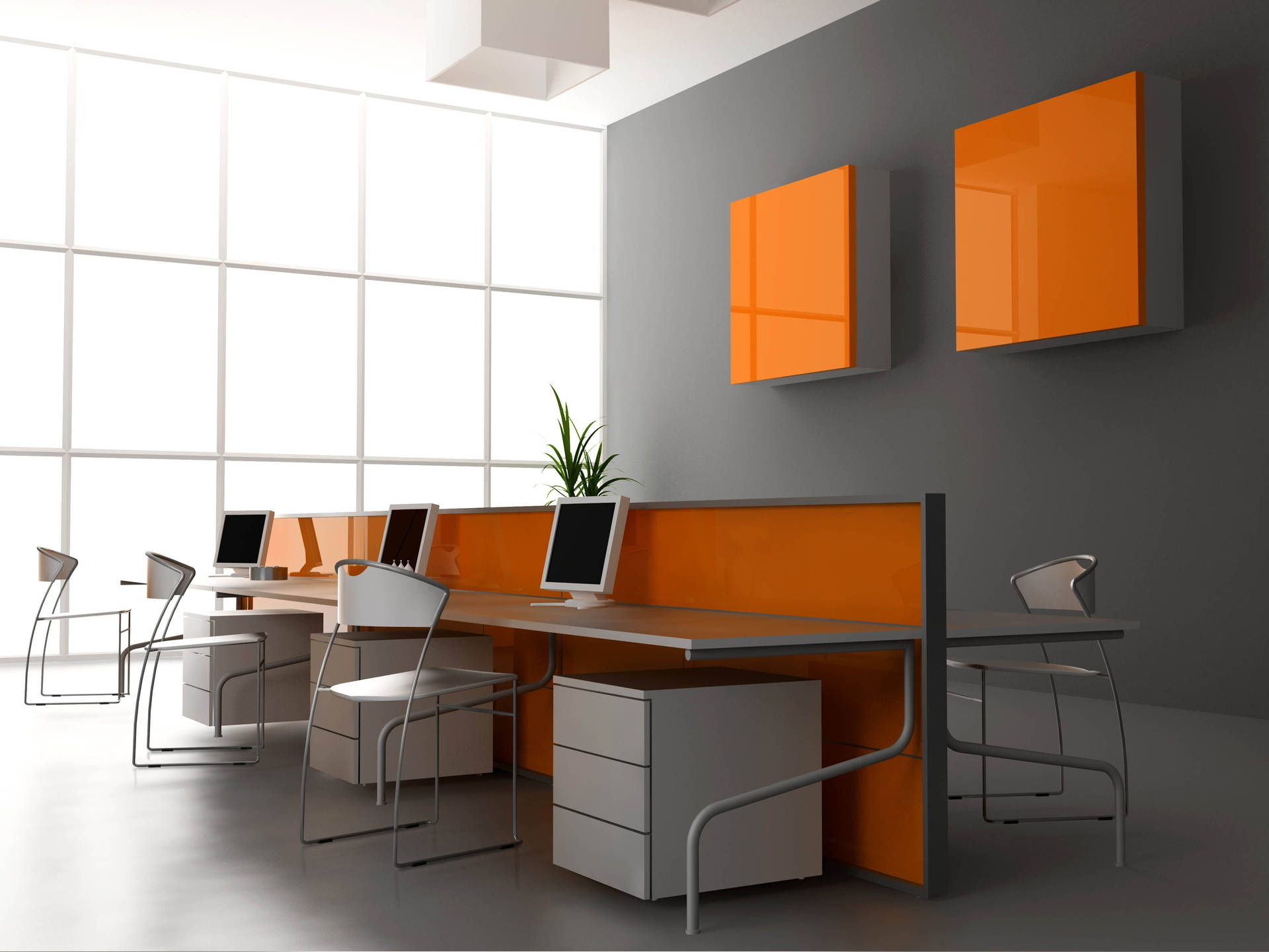 Orange Scheme Zoom Background Office