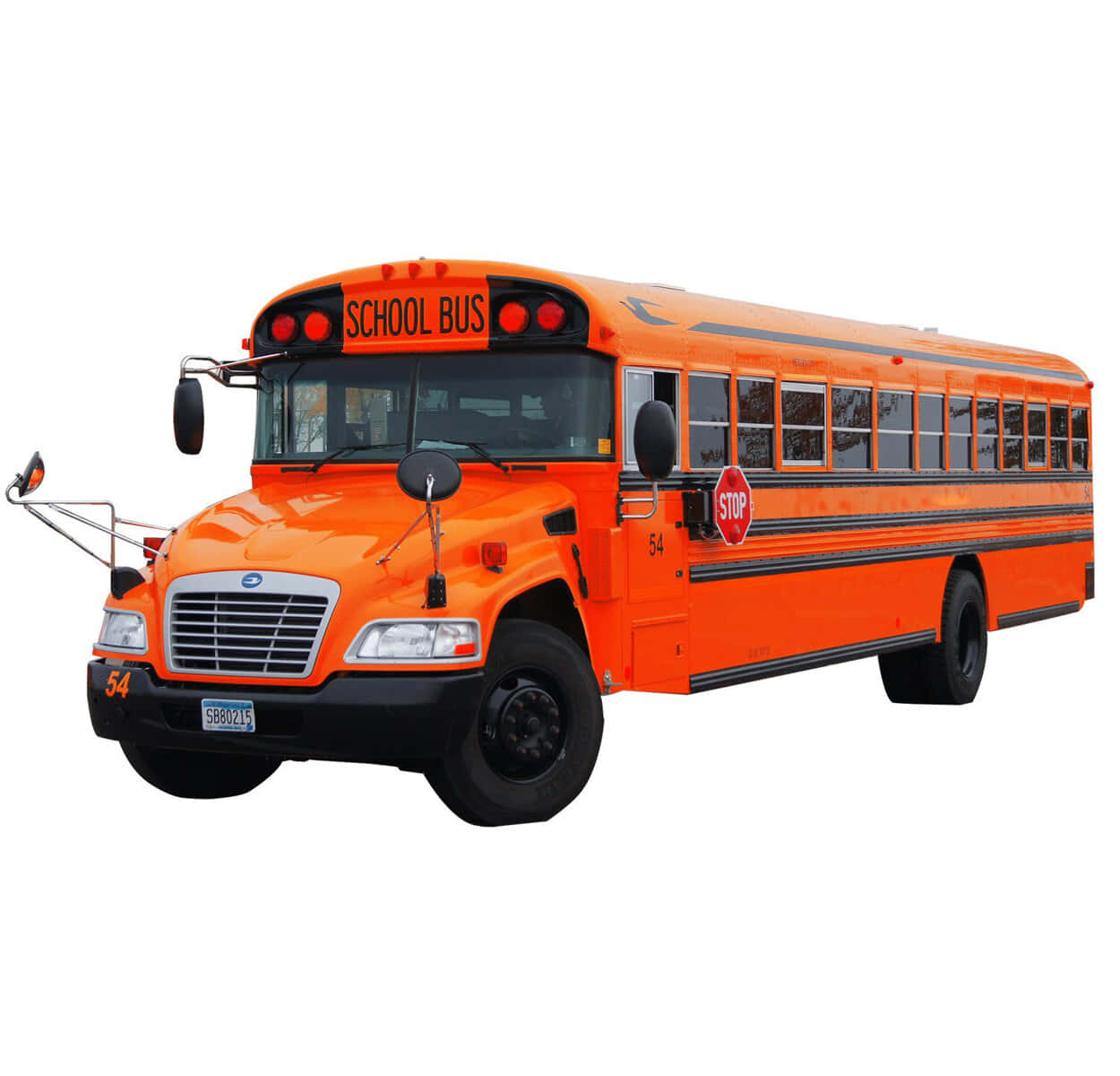 Orange School Bus On White Background Background