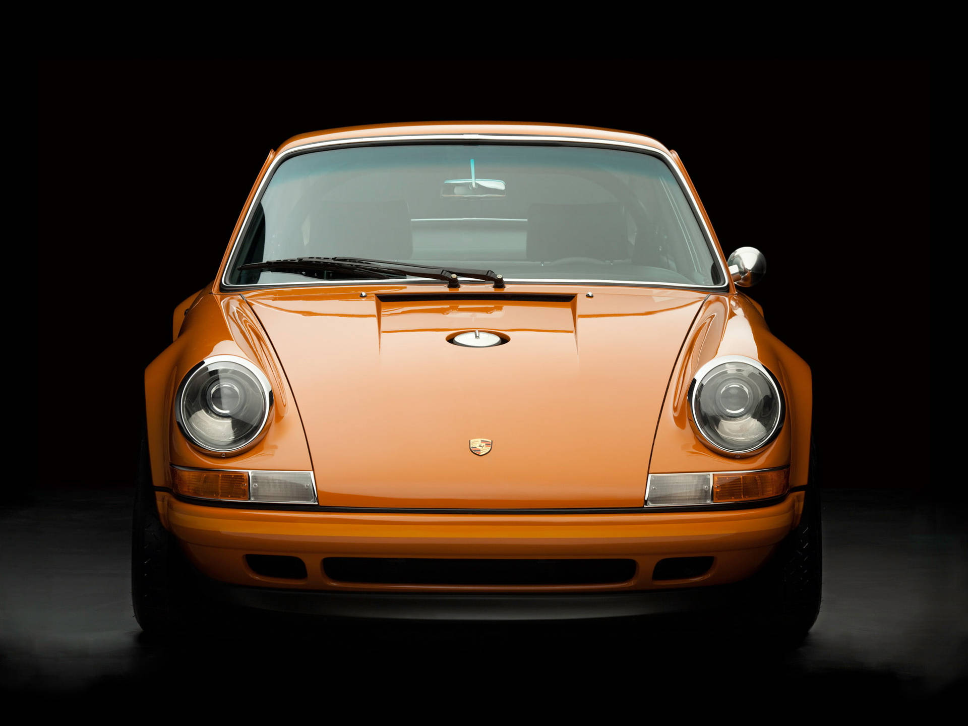 Orange Singer Porsche Front Hood Background
