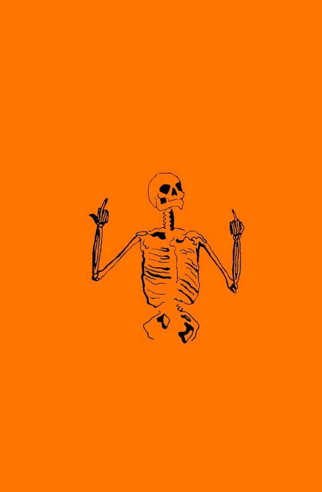 Orange Skeleton Grunge Aesthetic Background