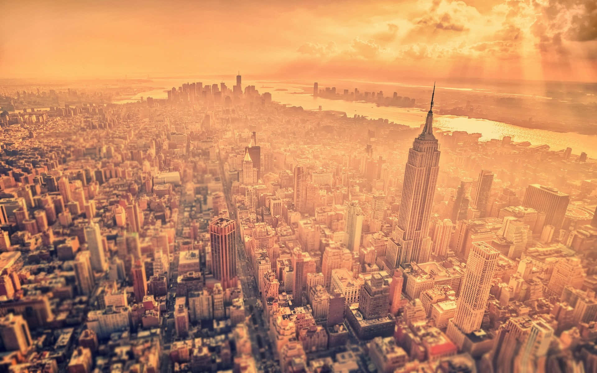 Orange Skies New York City Landscape Background